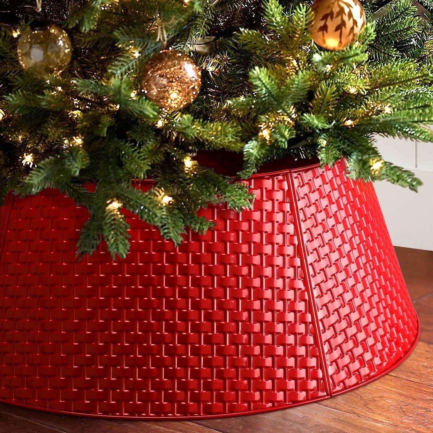 Ayieyill 28 inch Christmas Tree Collar, Christmas Tree Skirt for Christmas Tree Decorations | Metal
