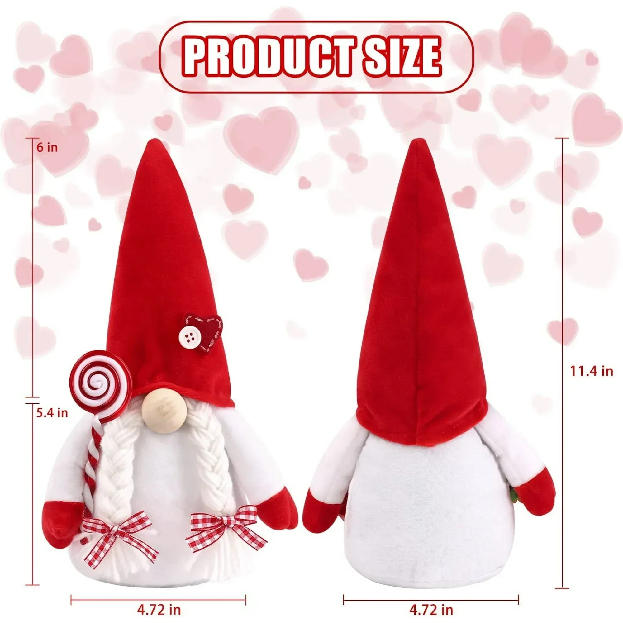 Ayieyill Valentines Day Decor 2pcs Valentine Gnomes Plush Valentines Day Decoration Valentines Home Table Decor Scandinavian Tomte Elf Gnomes Ornaments Sweet Valentines Day Gifts for Him Her - Image 10