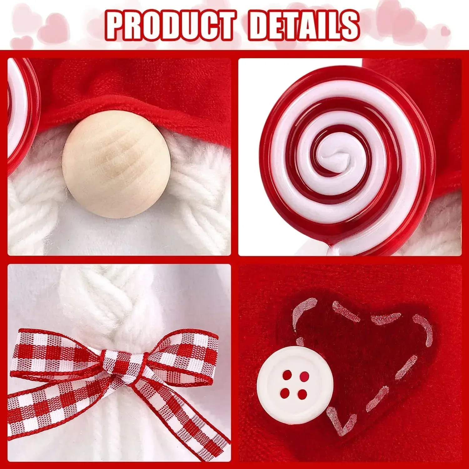 Ayieyill Valentines Day Decor 2pcs Valentine Gnomes Plush Valentines Day Decoration Valentines Home Table Decor Scandinavian Tomte Elf Gnomes Ornaments Sweet Valentines Day Gifts for Him Her - Image 13