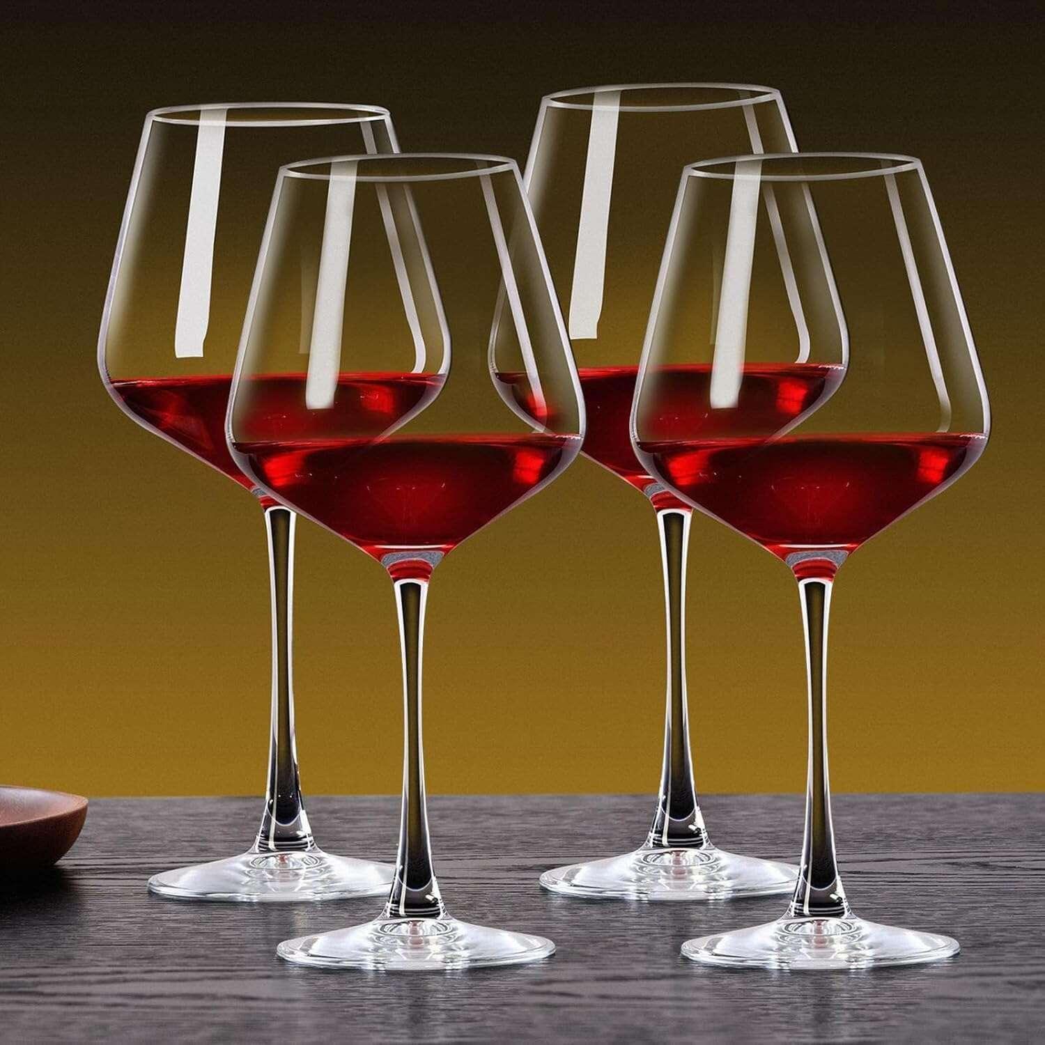 Baalaka Wine Glasses Set of 4, Hand Blown White and Red Wine Glasses, Burgundy Wine Glass, 16oz Red Wine Glasses for Women, Men, Wedding and Birthday - Image 2