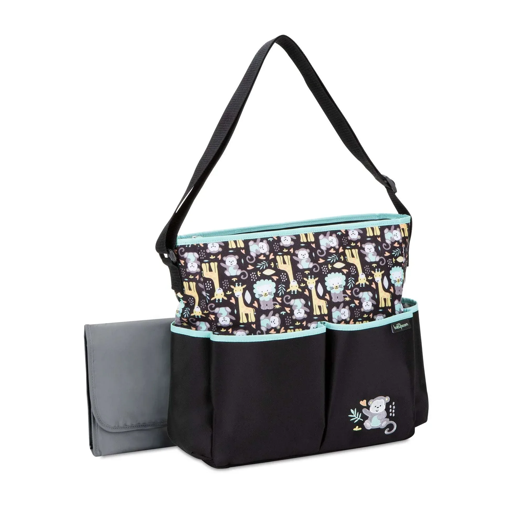 Baby Boom Monkey Print Tote Diaper Bag, Zip Top, Unisex, Infant, Toddler - Image 2
