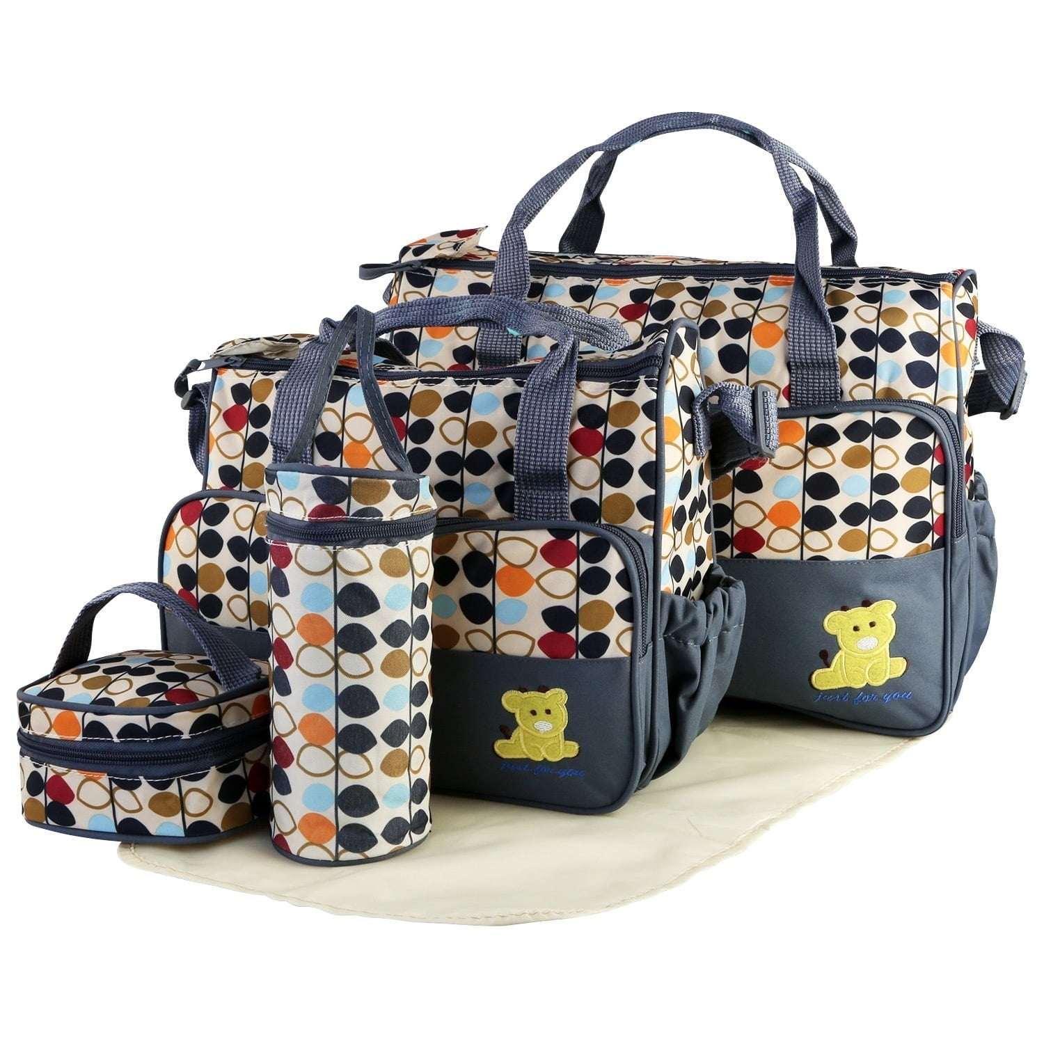 Baby Diaper Bag 5 Pcs Toddler Diaper Bag Tote Multifunction Portable Baby Bag for Boys and Girls Blue - Image 8