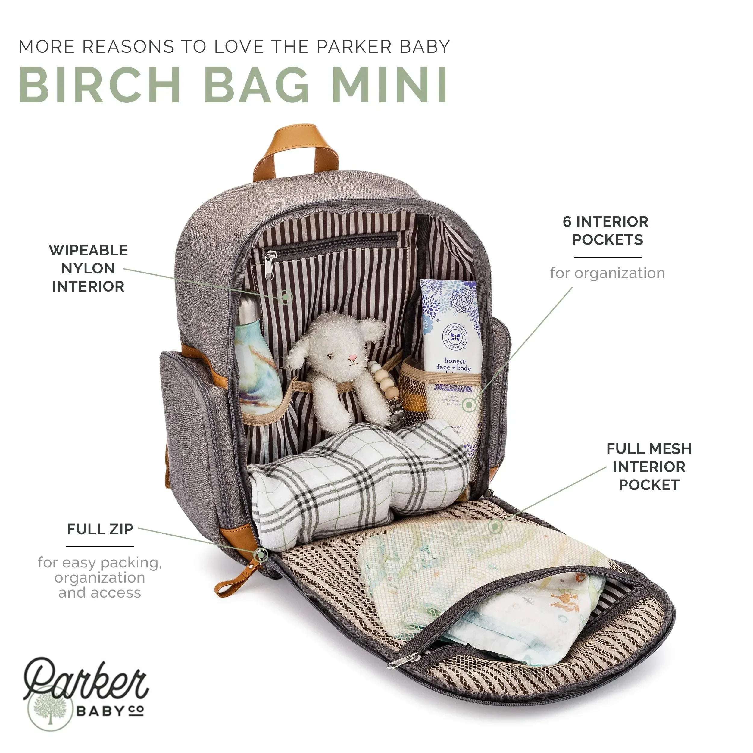 Baby Diaper Bag Backpack, Lightweight, Insulated Pockets (Gray) - Image 2