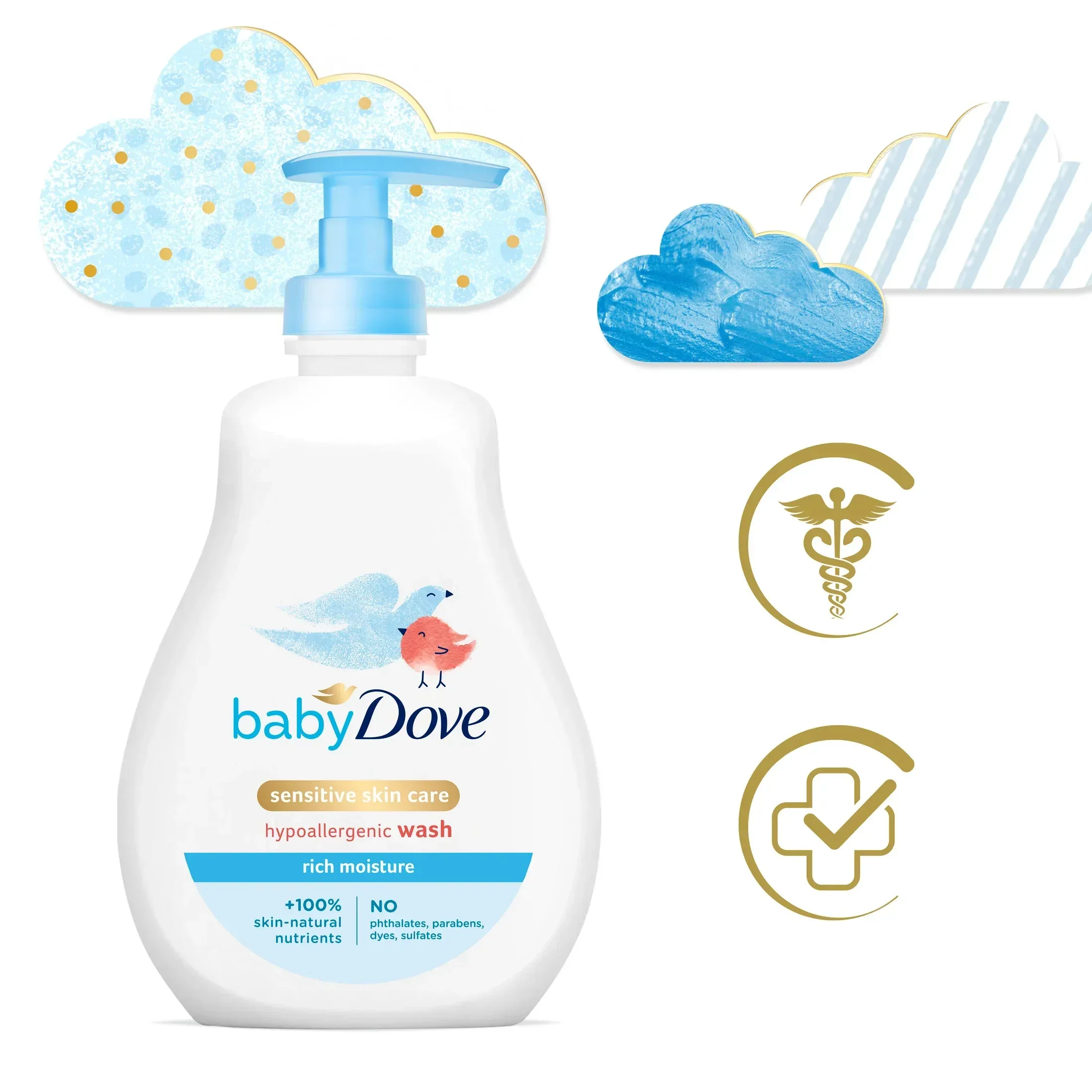 Baby Dove Rich Moisture Hypoallergnic Wash Newborn Sensitive Skin, 13 oz - Image 4