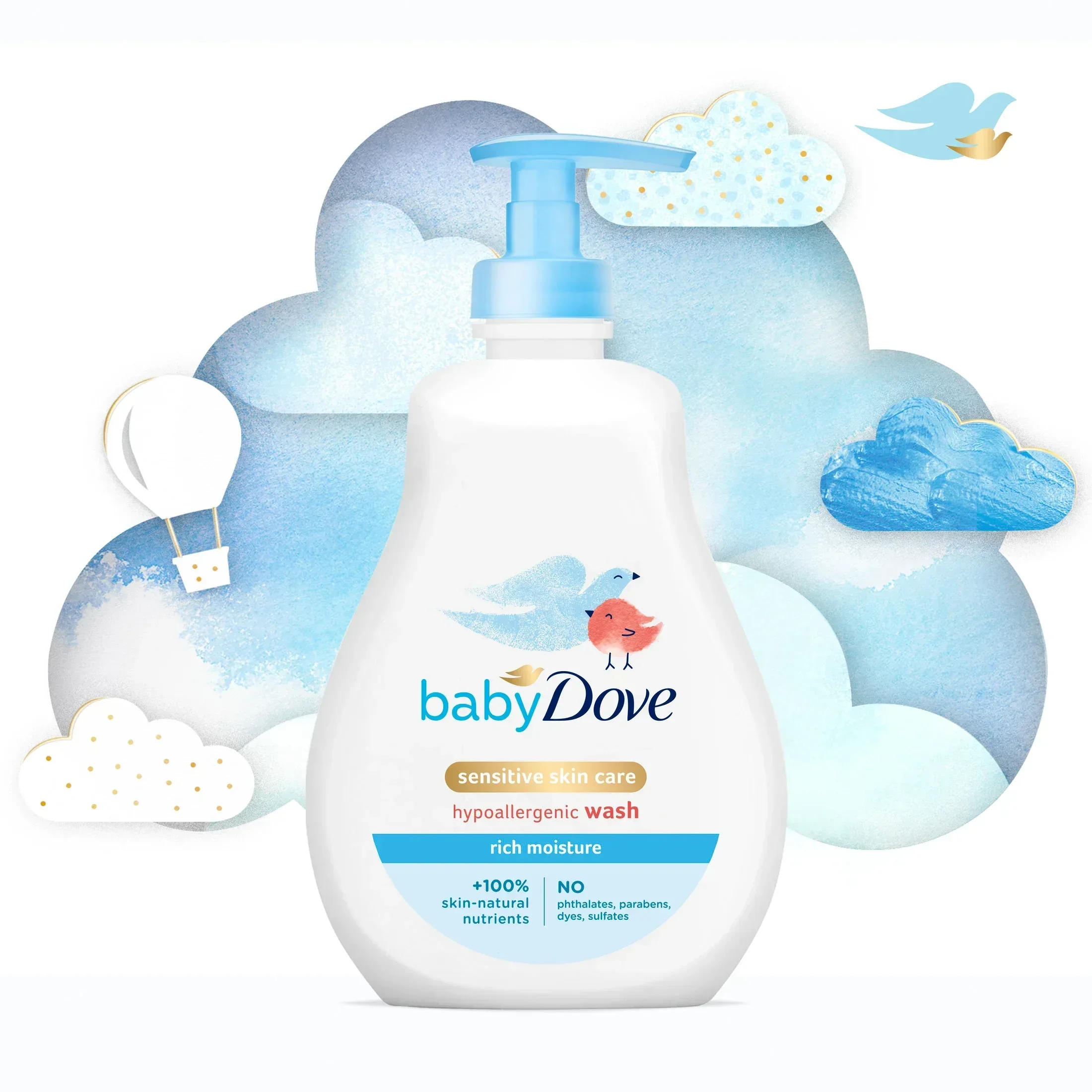 Baby Dove Rich Moisture Hypoallergnic Wash Newborn Sensitive Skin, 13 oz - Image 6