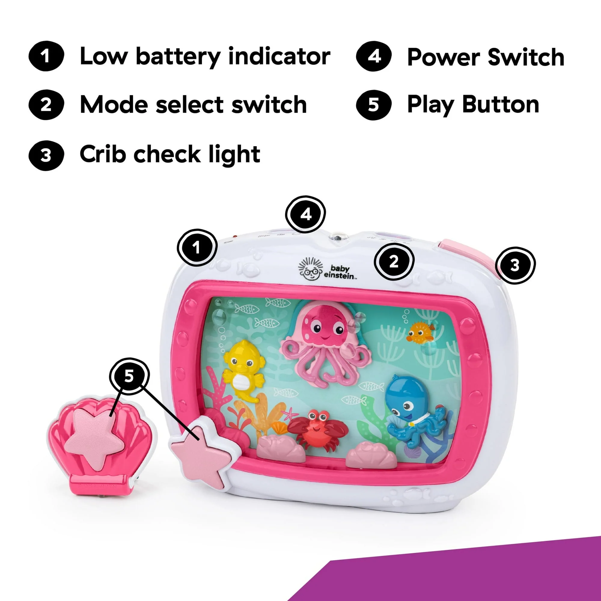Baby Einstein Sea Dreams Soother Sleep Sound Machine with White Noise and Remote, Multicolor, for Infants and Kids, 0 Months+ - Image 15