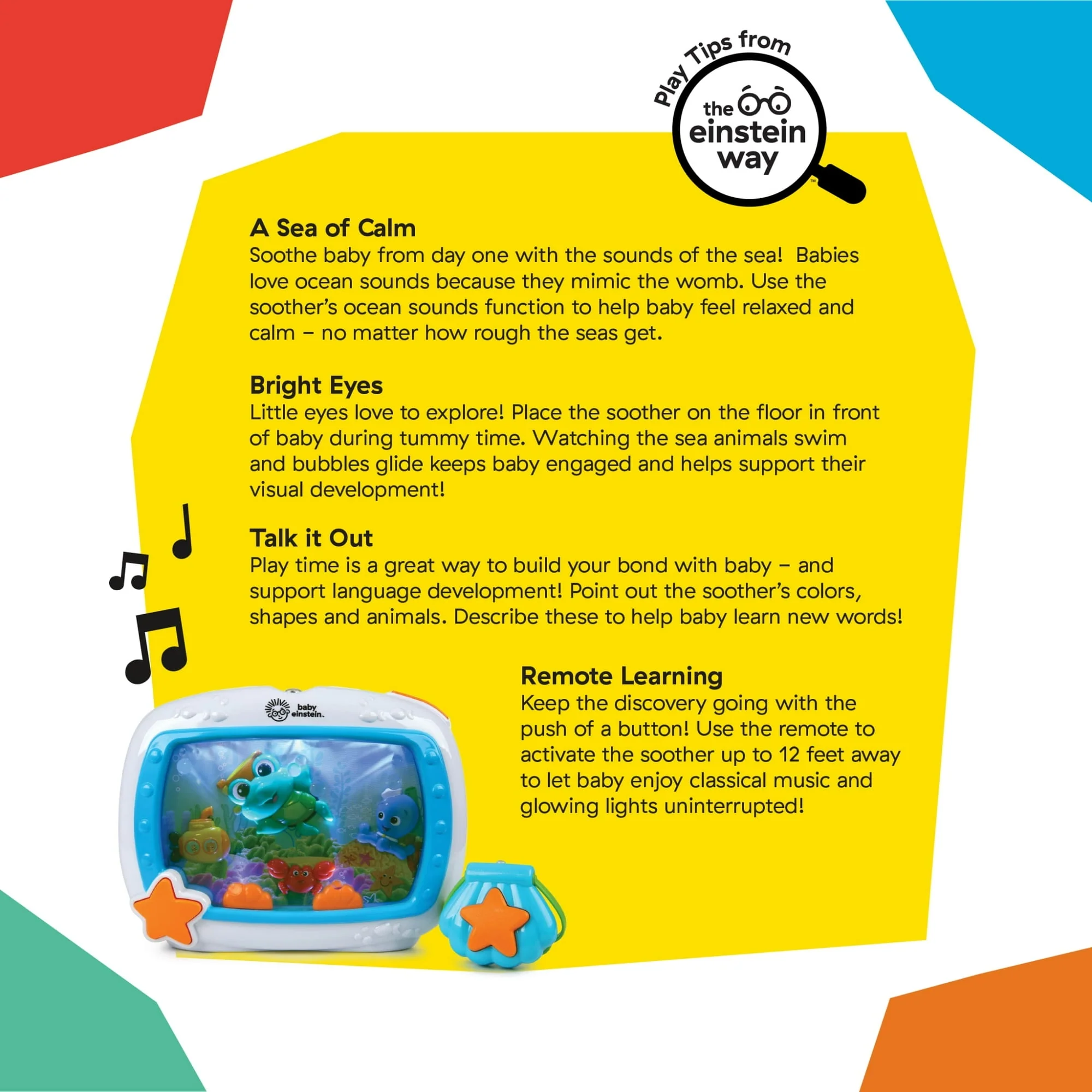 Baby Einstein Sea Dreams Soother Sleep Sound Machine with White Noise and Remote, Multicolor, for Infants and Kids, 0 Months+ - Image 4
