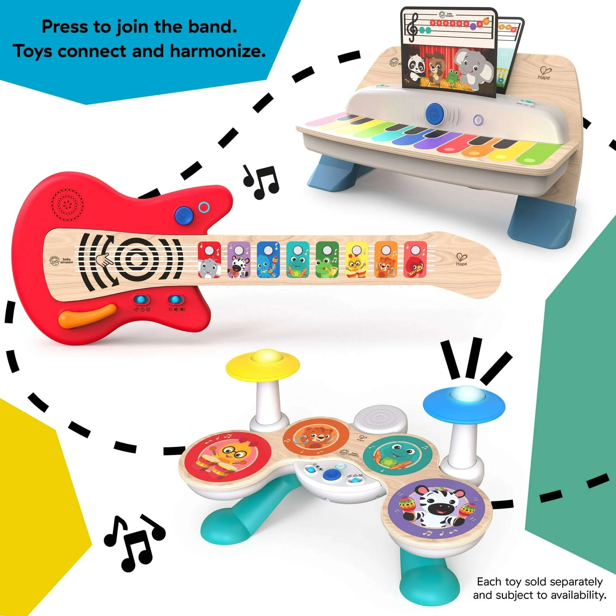 Baby Einstein Together in Tune Drums Wireless Wooden Musical Toddler Toy, Magic Touch, Unisex, Age 12 months+ - Image 10