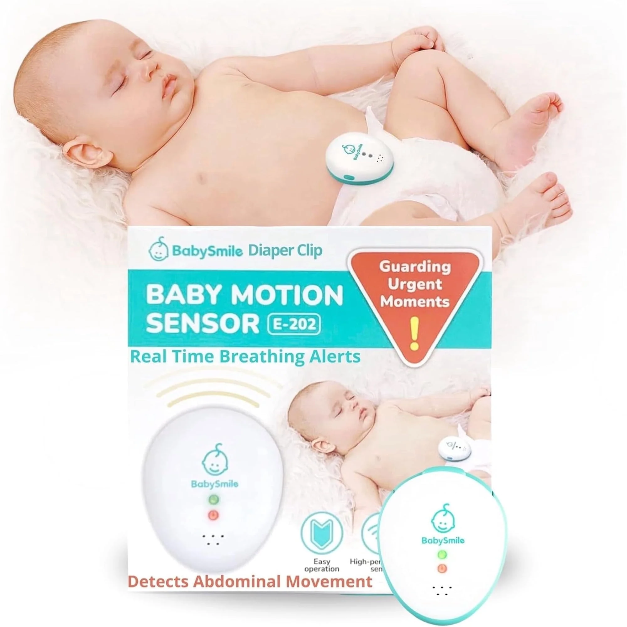 Baby Smile Baby Motion Breathing Monitor ||| Baby Abdominal Movement Monitor ||| Audible Alerts for Quick Alerts ||| Diaper Clip ||| No Bluetooth - Image 8