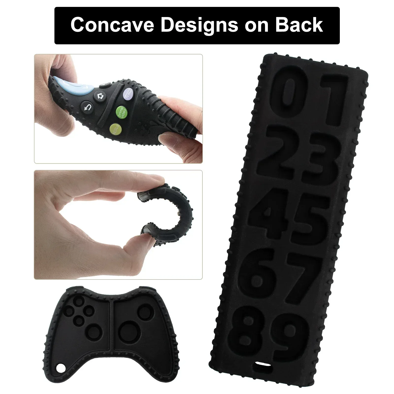 Baby Teething Toys, 2 Pcs Silicone Teething Toys for 3-6 month 6-12 Months - Sensory Toy Chew Toys Educational Toys for Toddler, Remote Control and Game Controller Teething Toys Set - Black - Image 6
