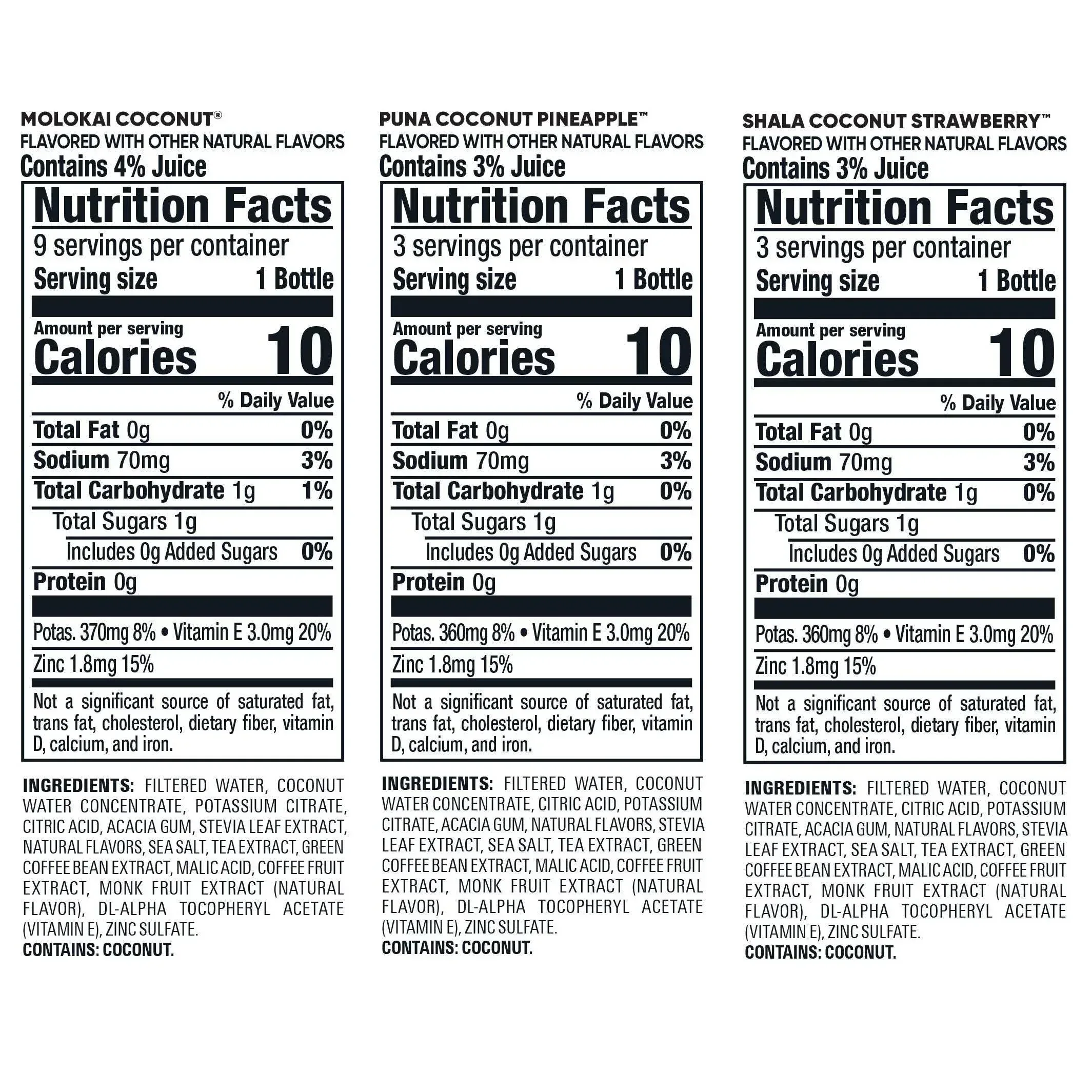 Bai Antioxidant Beverage, Coconut Variety Pack, 18 fl oz, 15-count - Image 2