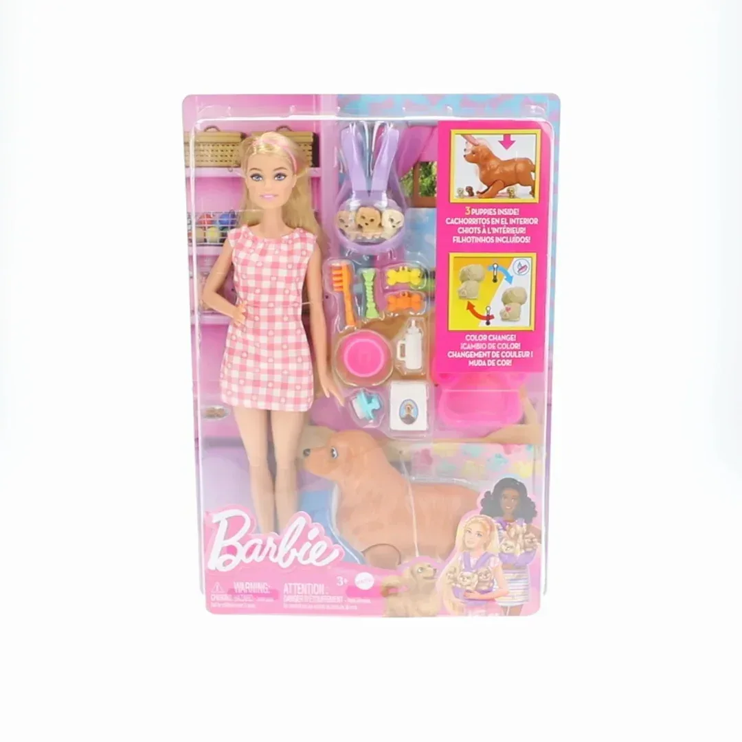 Barbie Doll & Newborn Pets Playset with Pregnant Mom Dog, Color-Change Puppies & Accessories, Blonde - Image 2