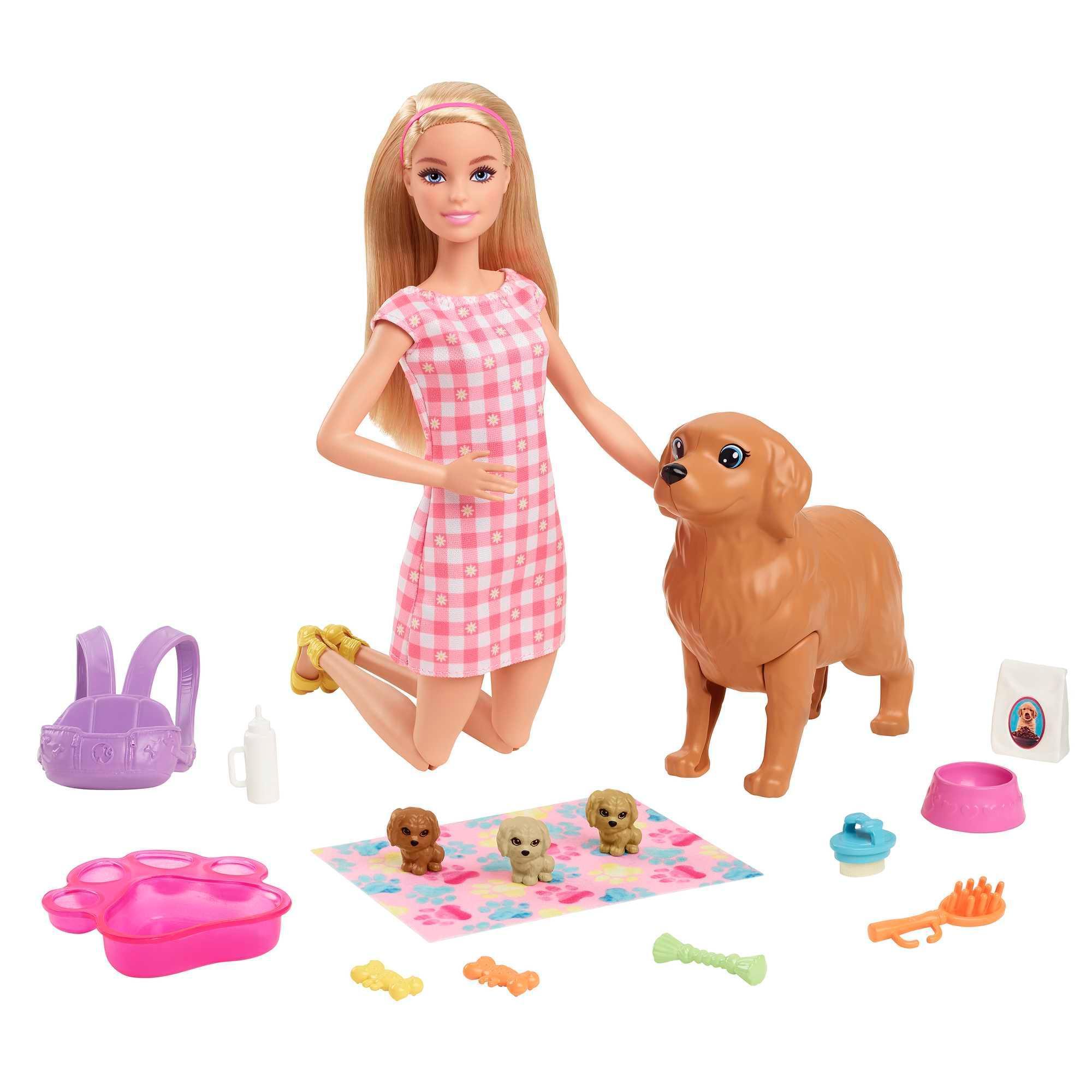 Barbie Doll & Newborn Pets Playset with Pregnant Mom Dog, Color-Change Puppies & Accessories, Blonde - Image 6
