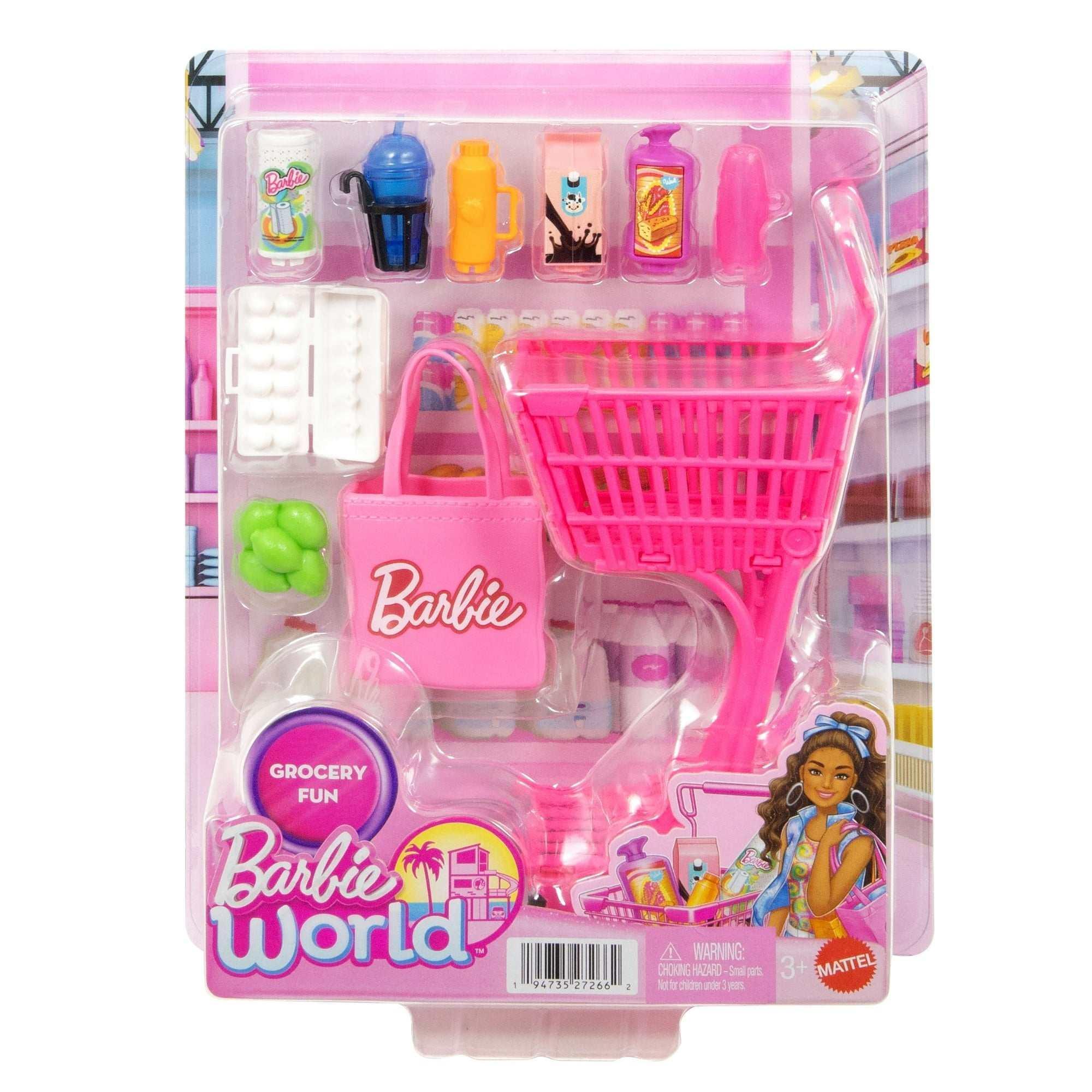 Barbie World Grocery Shopping Toy Set with 11 Doll Accessories - Image 6