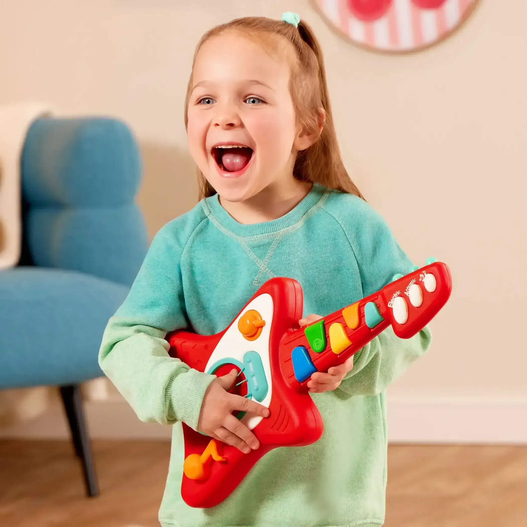 Battat Rock n' Play Guitar with Electric and Acoustic Modes, Toddler and Preschool Toys - Image 7