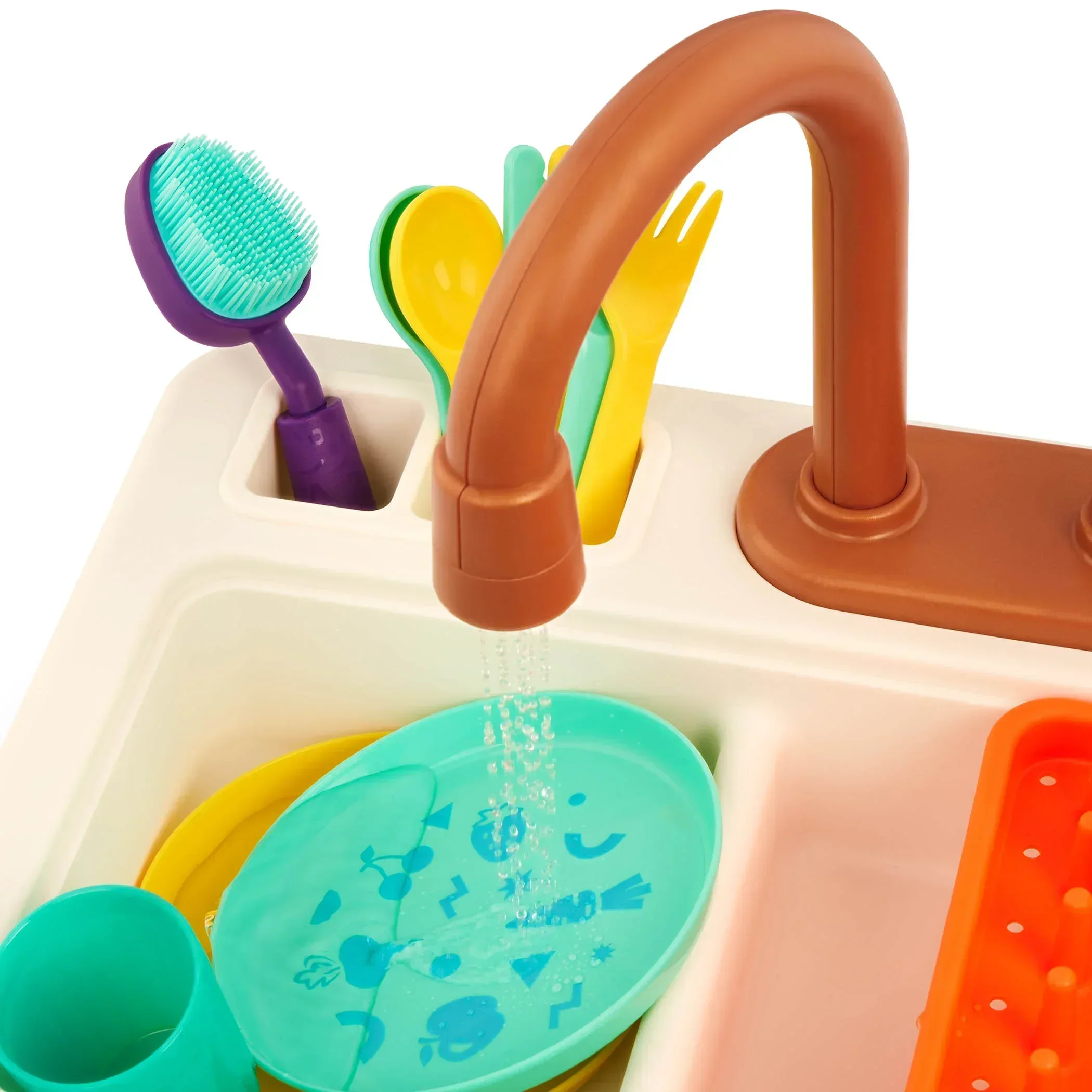 Battat Splash & Sparkle Sink Plastic Real Faucet and Magic Dishes, Toddler and Preschool Toys - Image 8