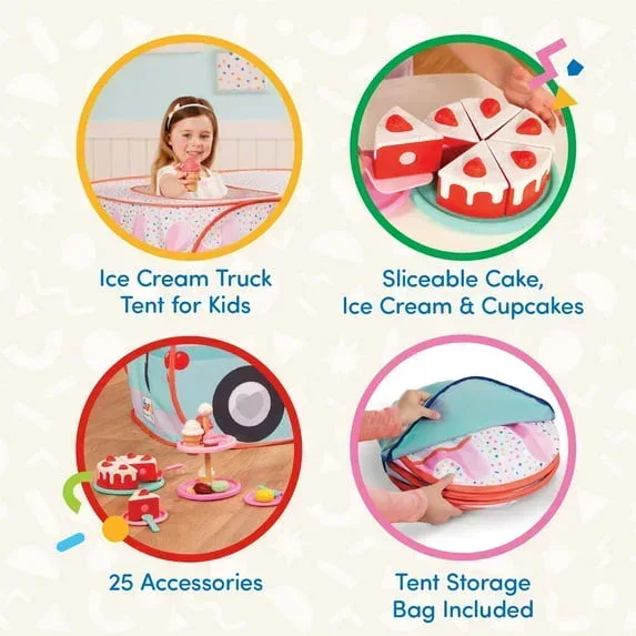 Battat Sweet Treats Pop-Up Shop Fabric Tent 25-Piece Dessert Set, Toddler and Preschool Toys - Image 4
