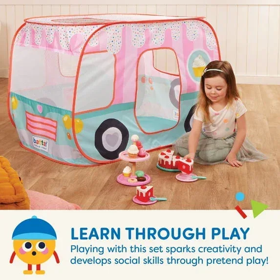 Battat Sweet Treats Pop-Up Shop Fabric Tent 25-Piece Dessert Set, Toddler and Preschool Toys - Image 7