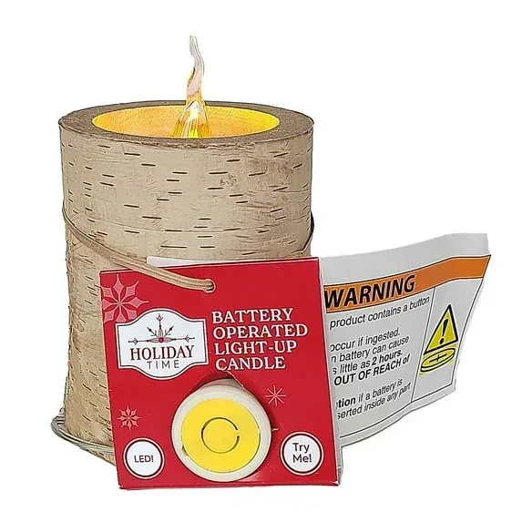 Battery Operated LED Wooden Flameless Christmas Candle, Brown, 4", by Holiday Time - Image 6