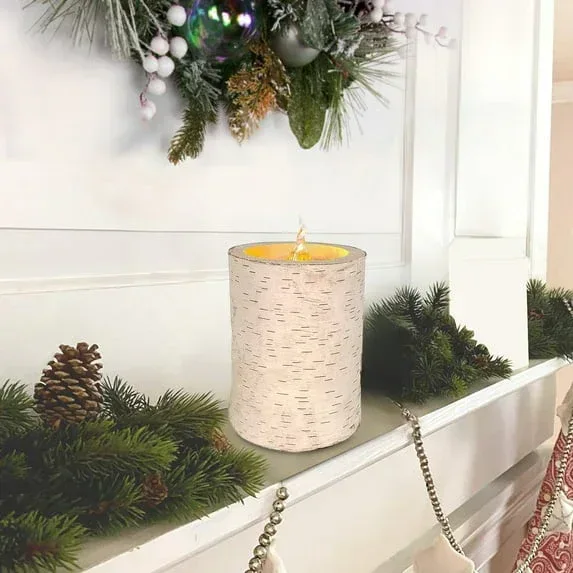 Battery Operated LED Wooden Flameless Christmas Candle, Brown, 4", by Holiday Time - Image 7