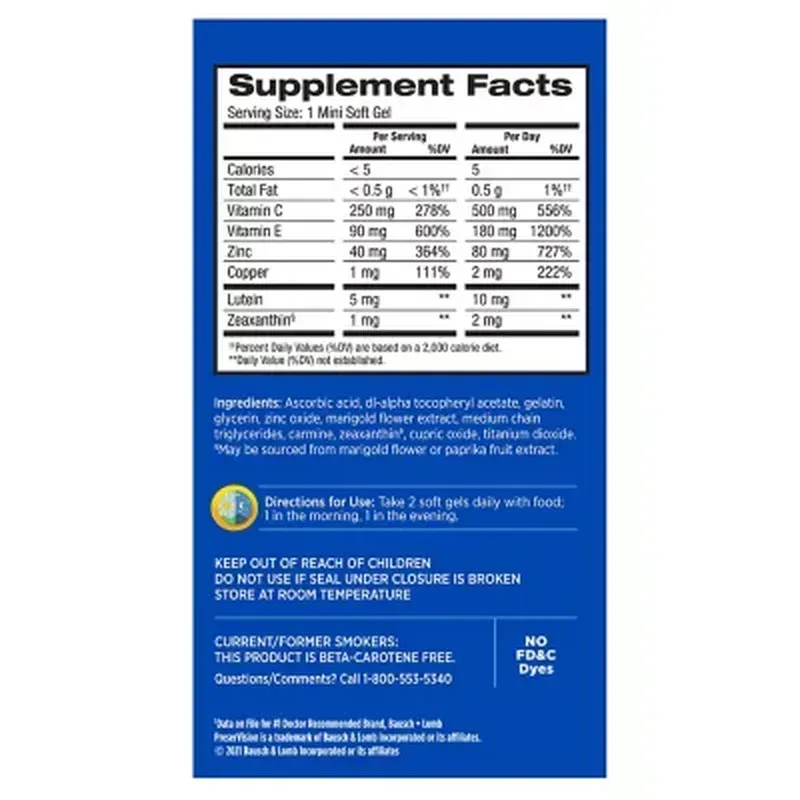 Bausch + Lomb Preservision AREDS 2 Formula Eye Vitamin Mini Softgels (210 Ct.) - Image 4