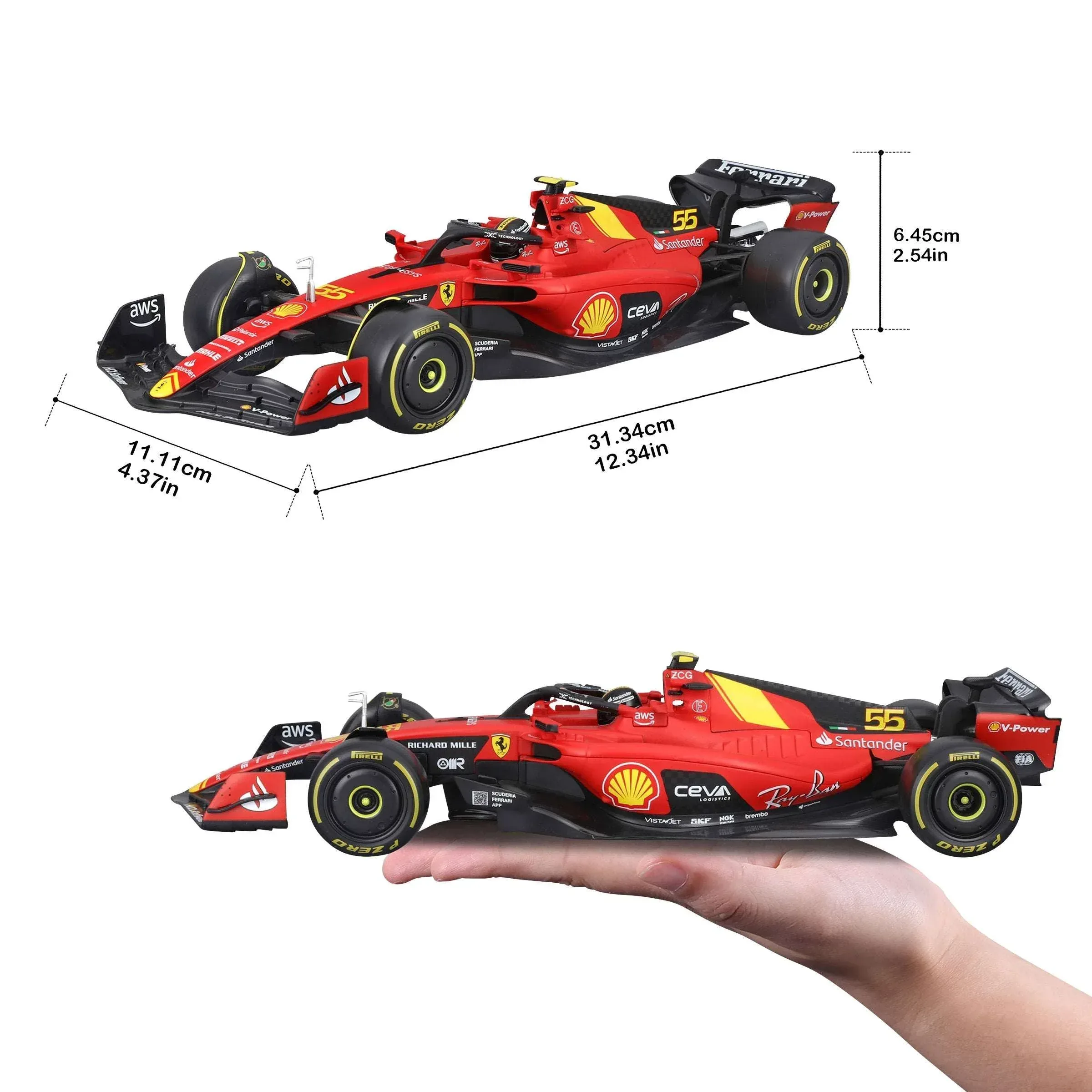 Bburago 1:18 Formula Die-cast Car, Ferrari - Image 3