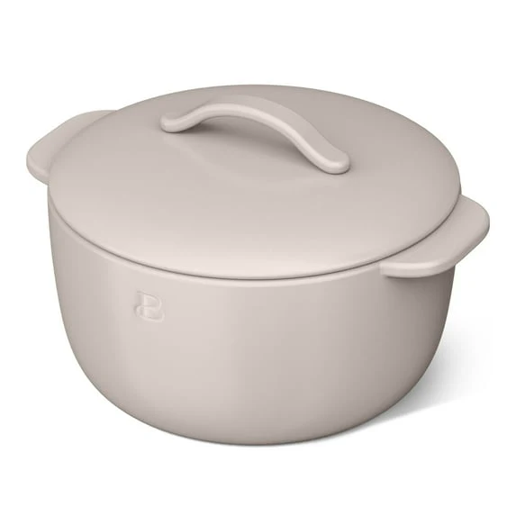 Beautiful 1 QT Stoneware Covered Casserole Dish, Porcini Taupe by Drew Barrymore - Image 2
