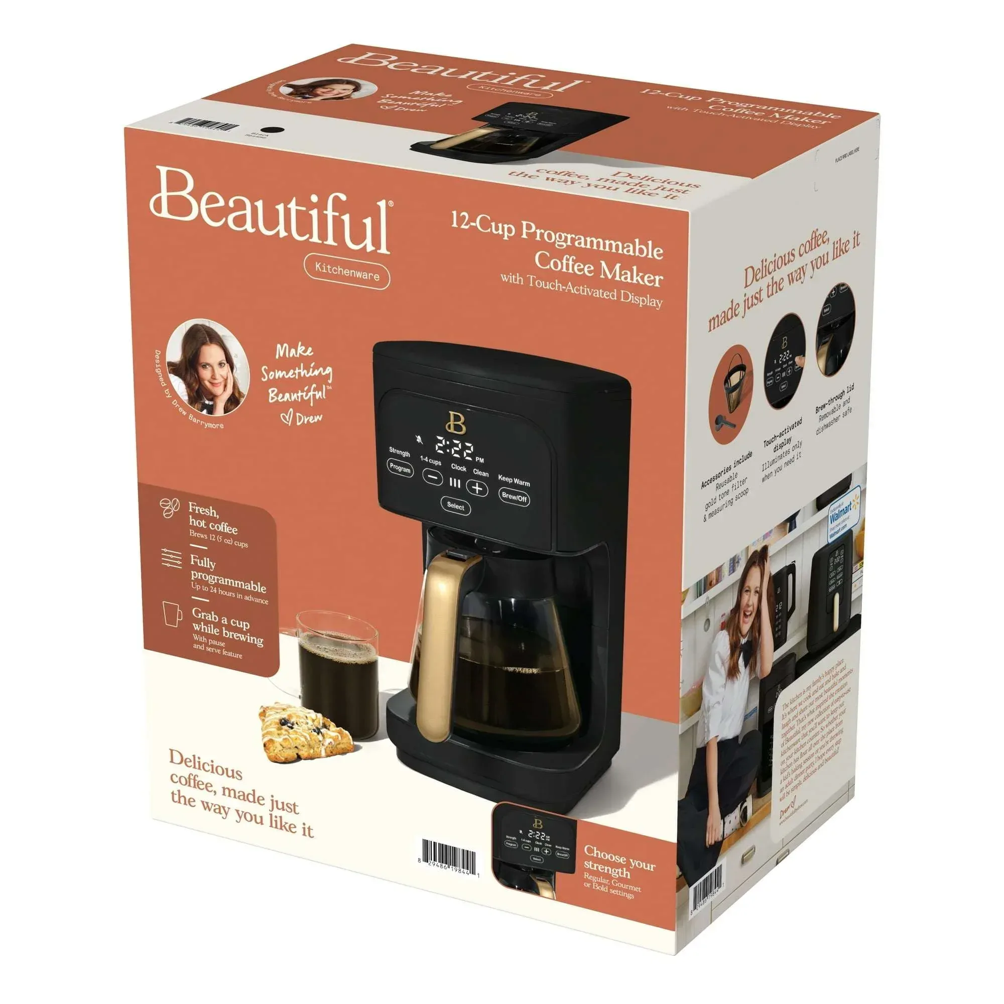 Beautiful 12 Cup Programmable Coffee Maker, White Icing by Drew Barrymore - Image 13