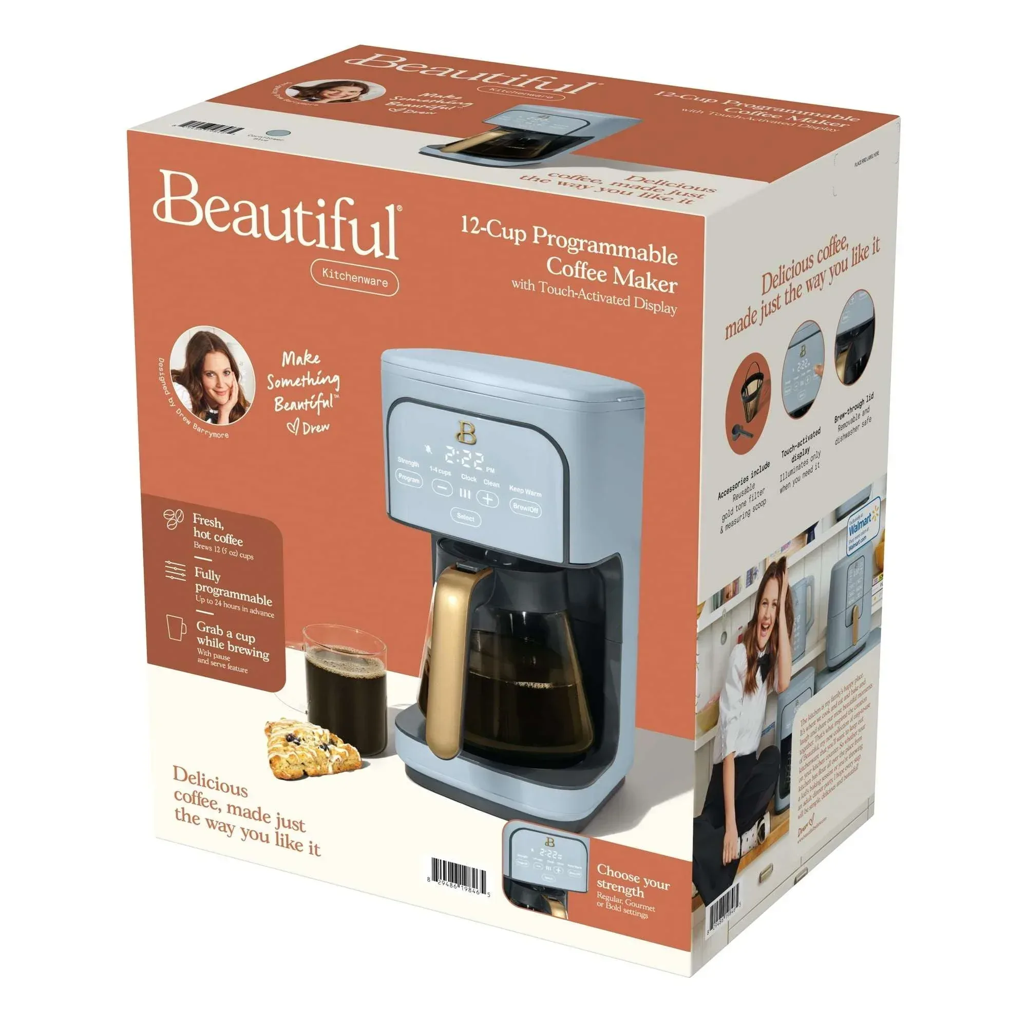 Beautiful 12 Cup Programmable Coffee Maker, White Icing by Drew Barrymore - Image 15