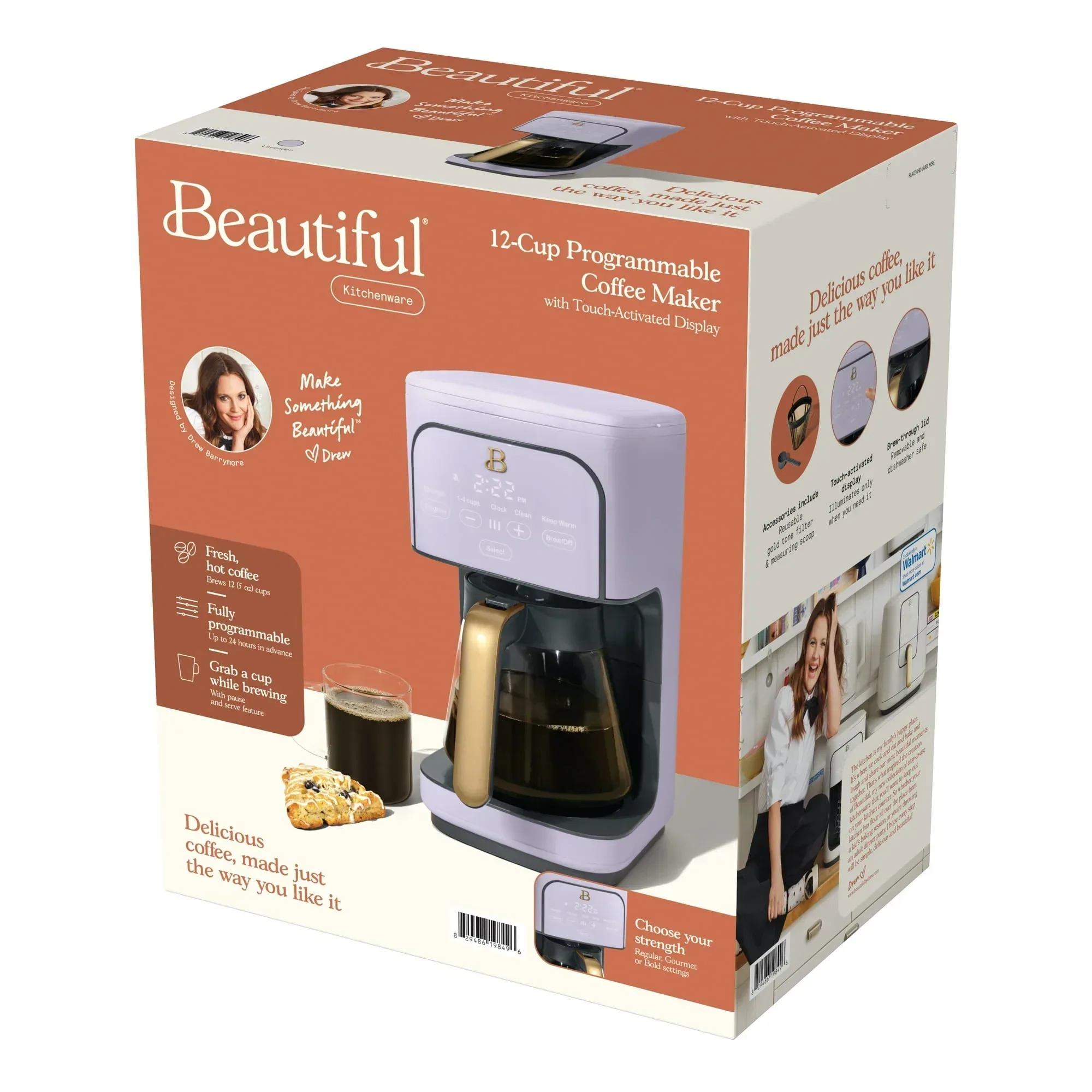 Beautiful 12 Cup Programmable Coffee Maker, White Icing by Drew Barrymore - Image 25