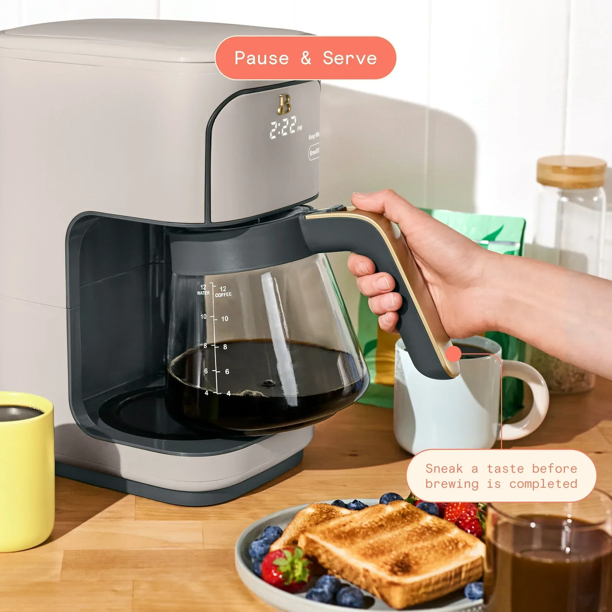 Beautiful 12 Cup Programmable Coffee Maker, White Icing by Drew Barrymore - Image 28