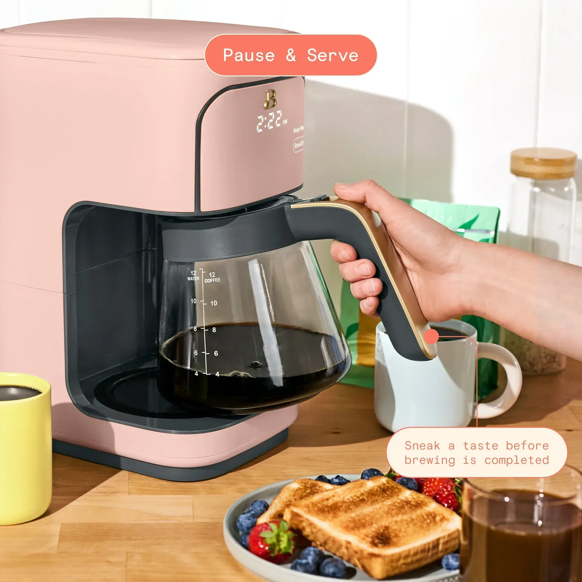 Beautiful 12 Cup Programmable Coffee Maker, White Icing by Drew Barrymore - Image 34