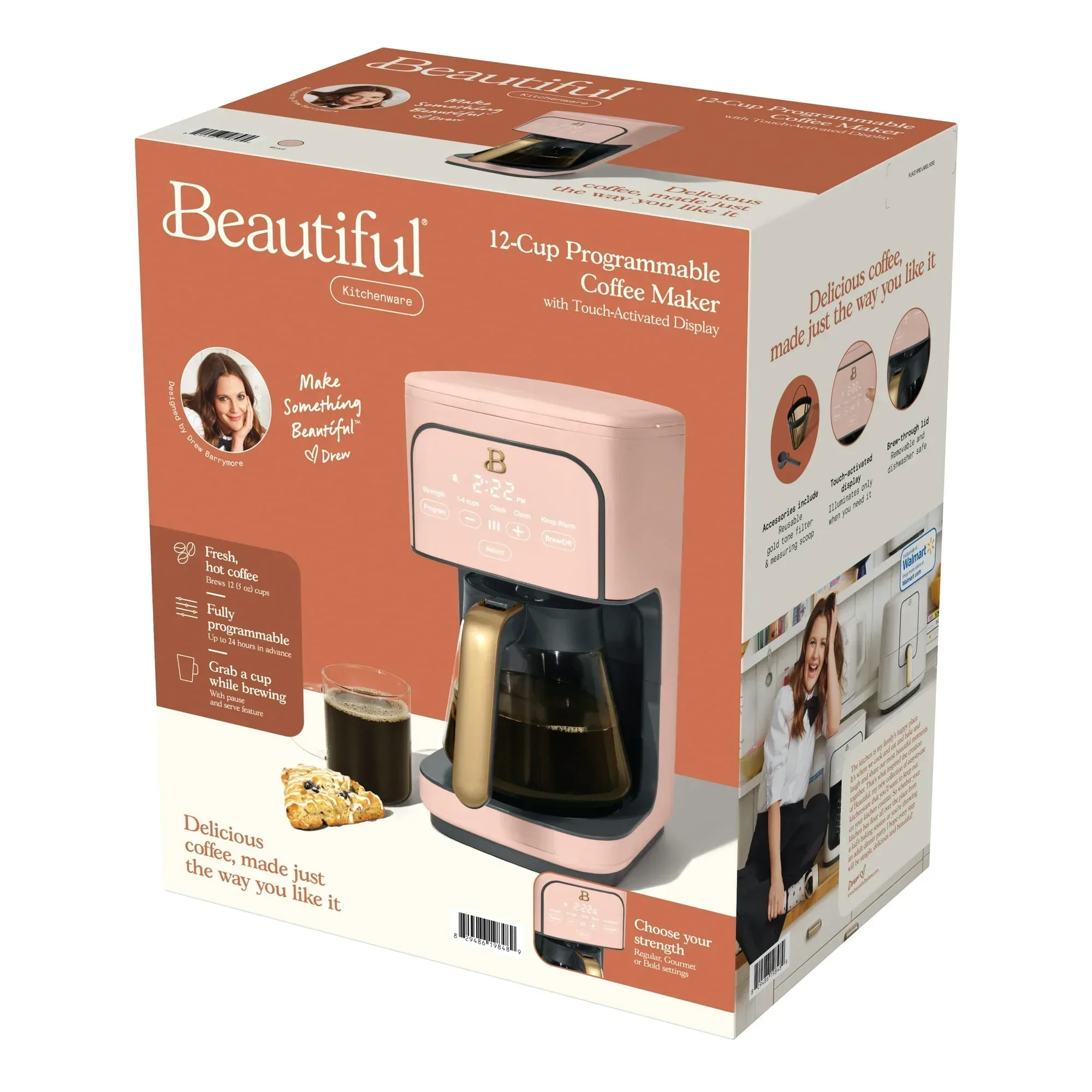 Beautiful 12 Cup Programmable Coffee Maker, White Icing by Drew Barrymore - Image 35