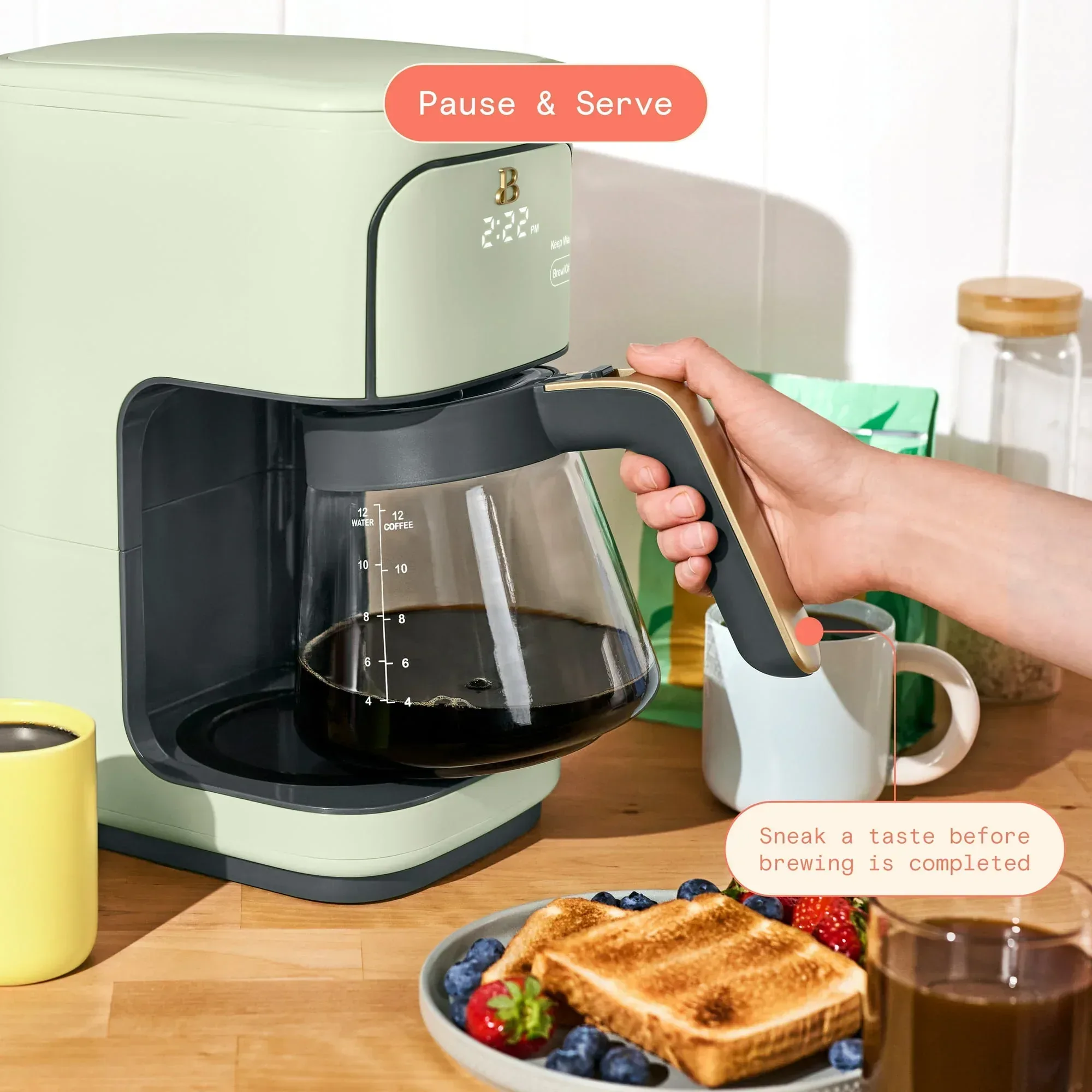 Beautiful 12 Cup Programmable Coffee Maker, White Icing by Drew Barrymore - Image 39