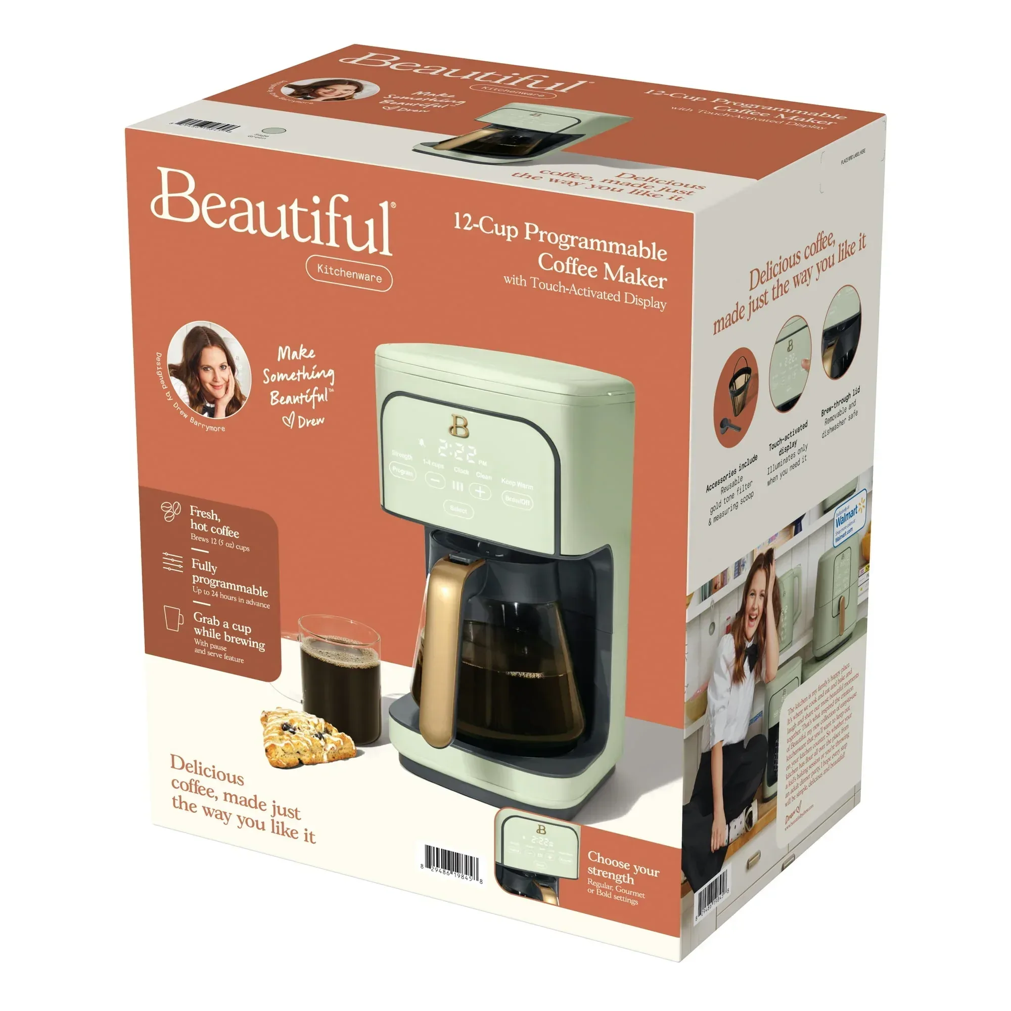 Beautiful 12 Cup Programmable Coffee Maker, White Icing by Drew Barrymore - Image 40