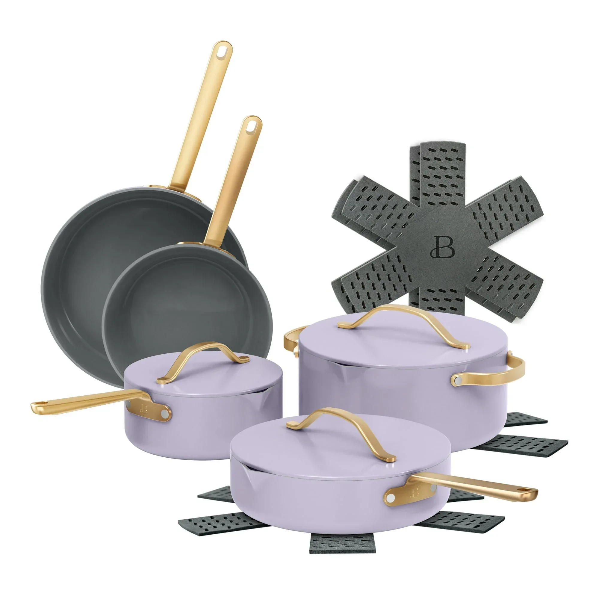 Beautiful 12-Piece Ceramic Nonstick Cookware Set, Pots and Pans with Strainer Lids, Buttercream by Drew Barrymore - Image 19