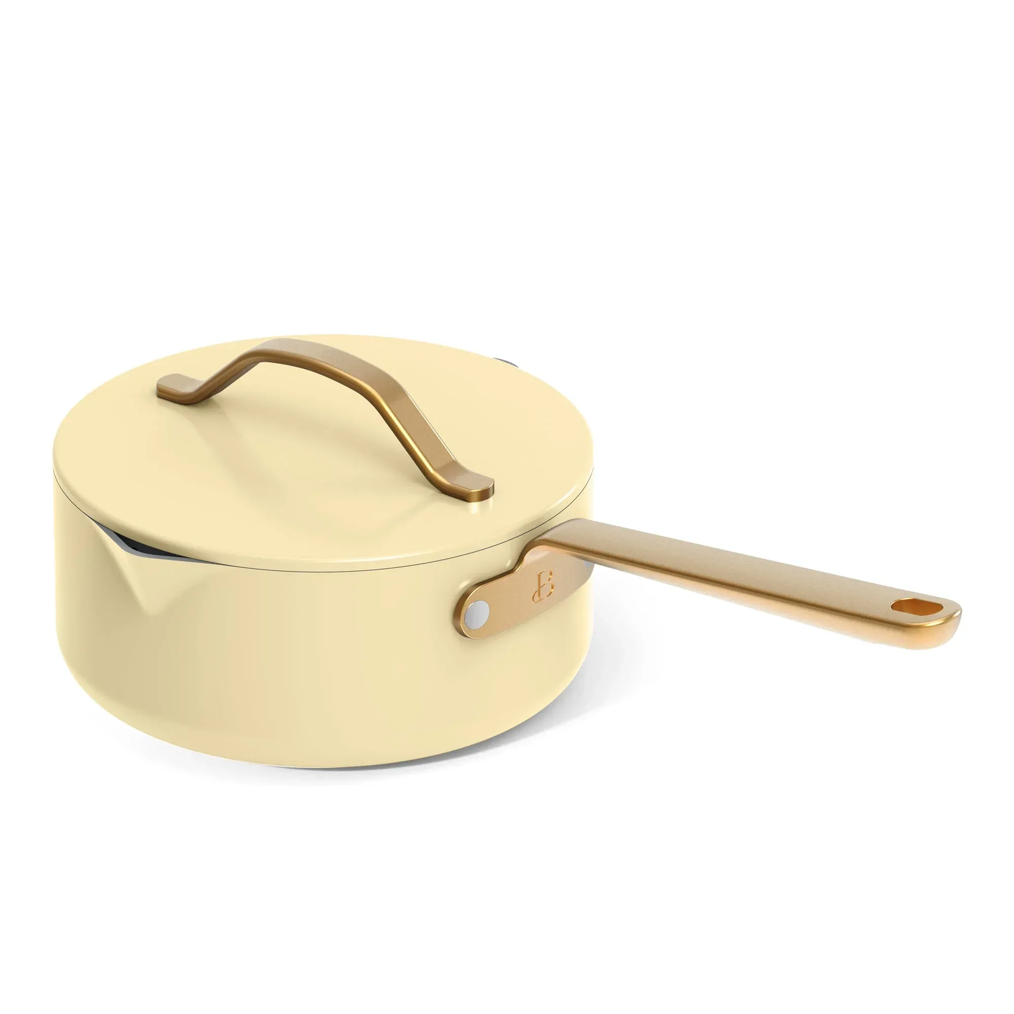 Beautiful 12-Piece Ceramic Nonstick Cookware Set, Pots and Pans with Strainer Lids, Buttercream by Drew Barrymore - Image 4