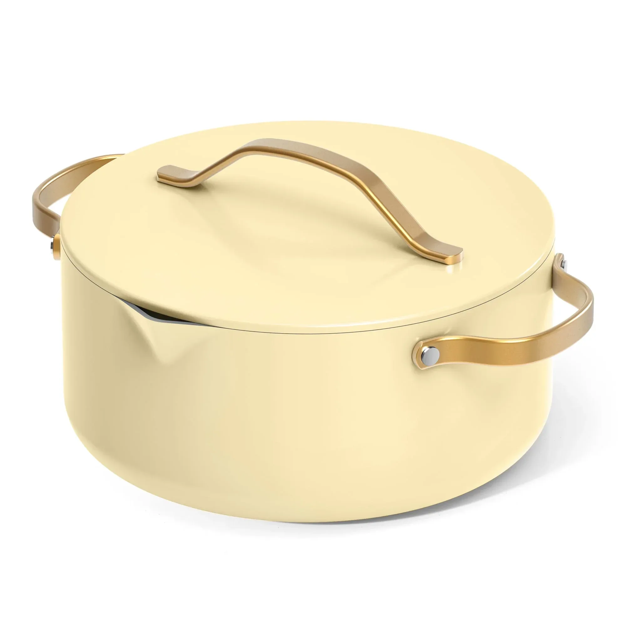 Beautiful 12-Piece Ceramic Nonstick Cookware Set, Pots and Pans with Strainer Lids, Buttercream by Drew Barrymore - Image 5