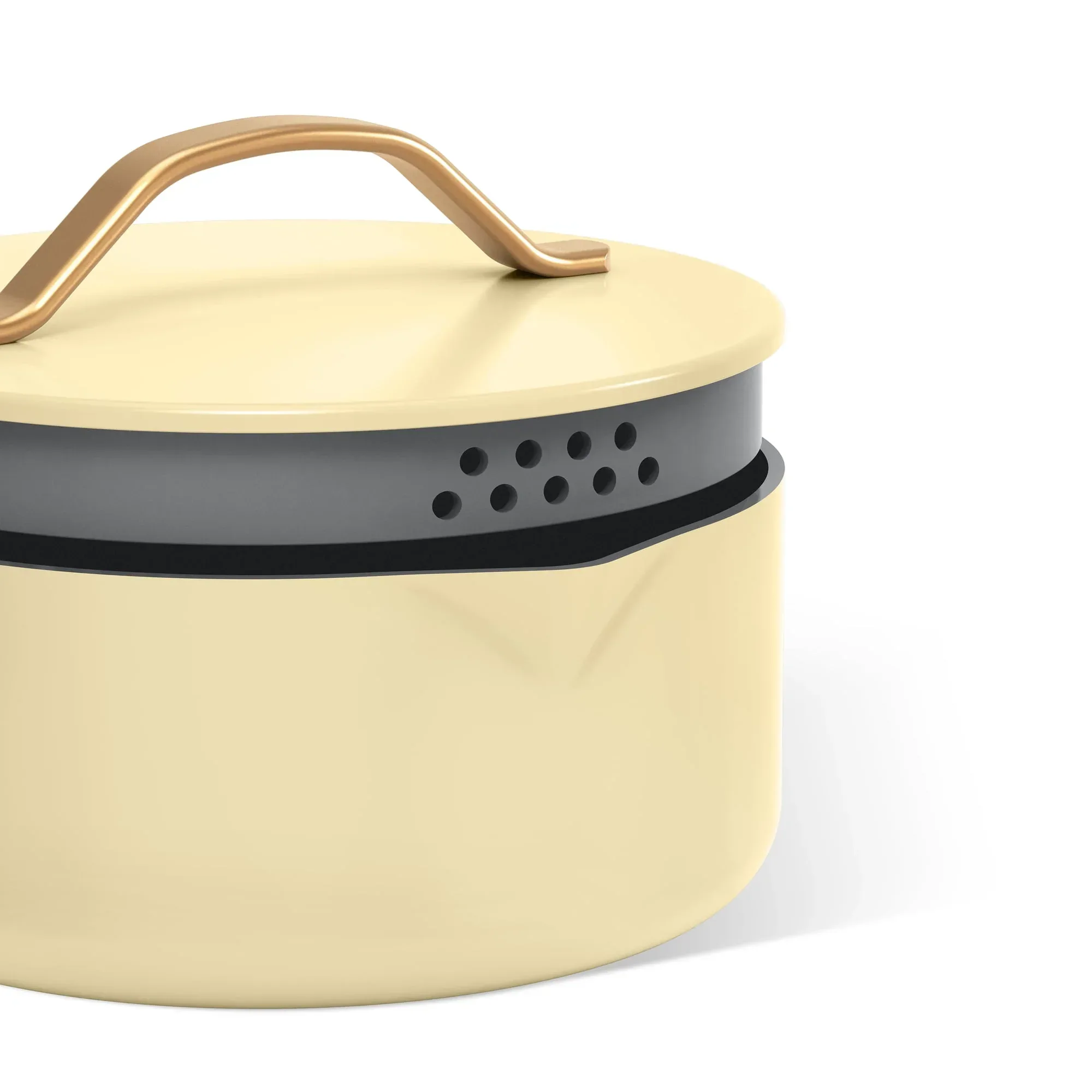 Beautiful 12-Piece Ceramic Nonstick Cookware Set, Pots and Pans with Strainer Lids, Buttercream by Drew Barrymore - Image 6