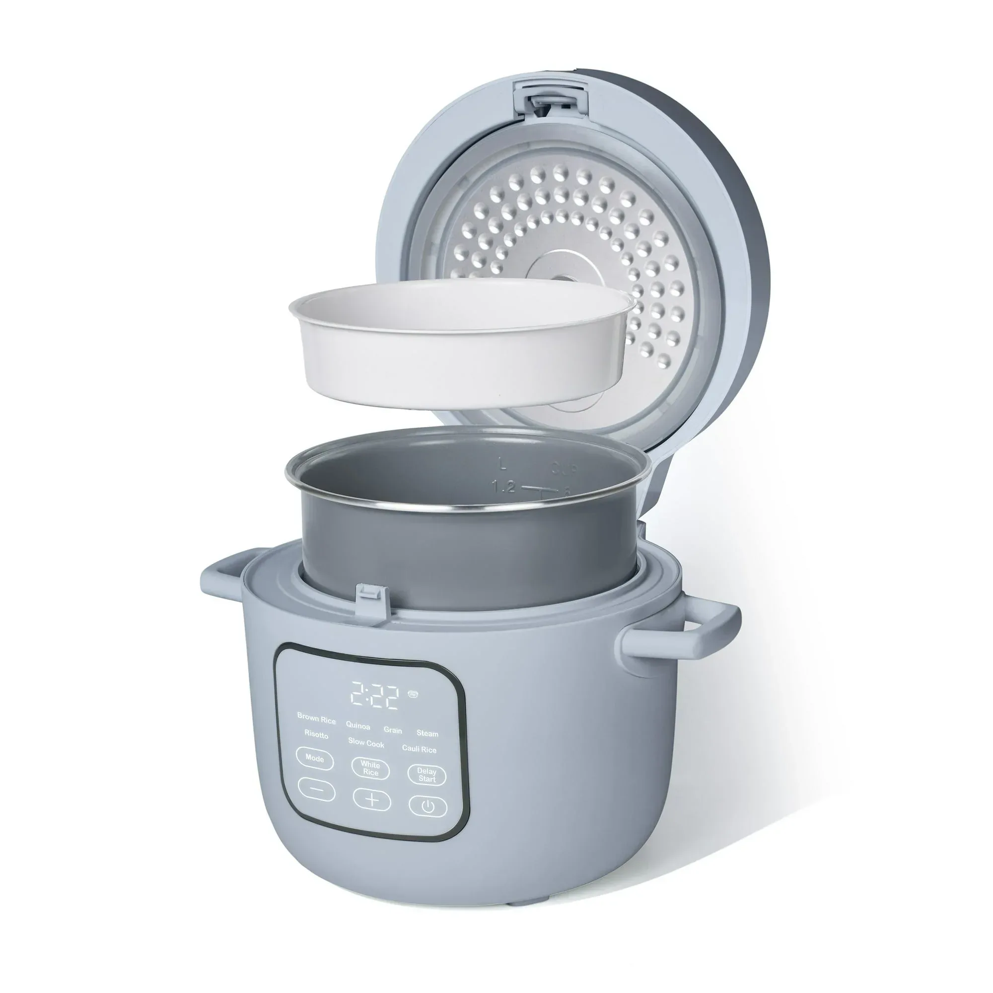 Beautiful 14-Cup Cooked, 6-Cups Uncooked Electric Rice and Grain Cooker, EverGood™ Ceramic Nonstick Coating, Cornflower Blue by Drew Barrymore - Image 3