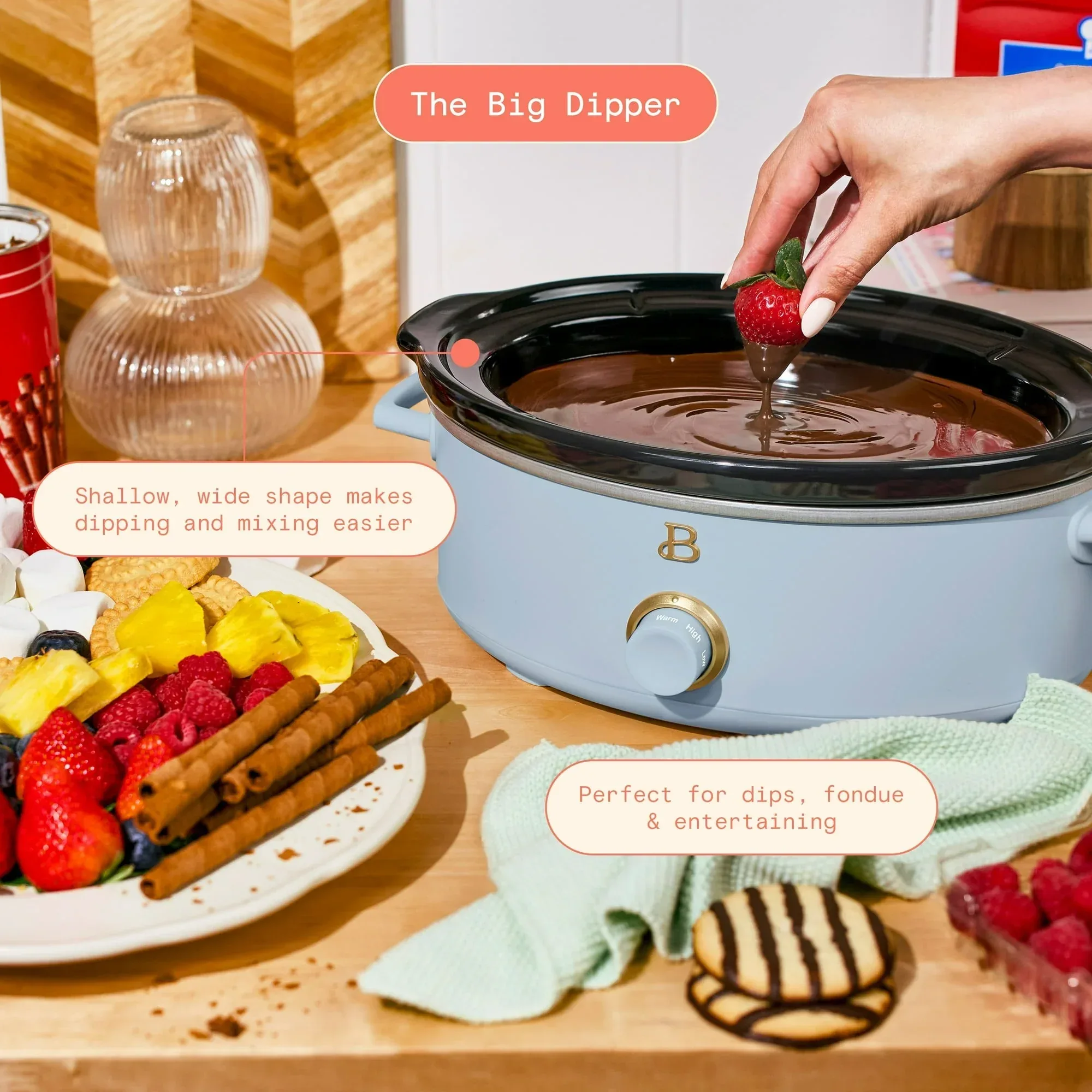 Beautiful 2.5 Qt Dip and Serve Manual Slow Cooker, by Drew Barrymore - Image 3