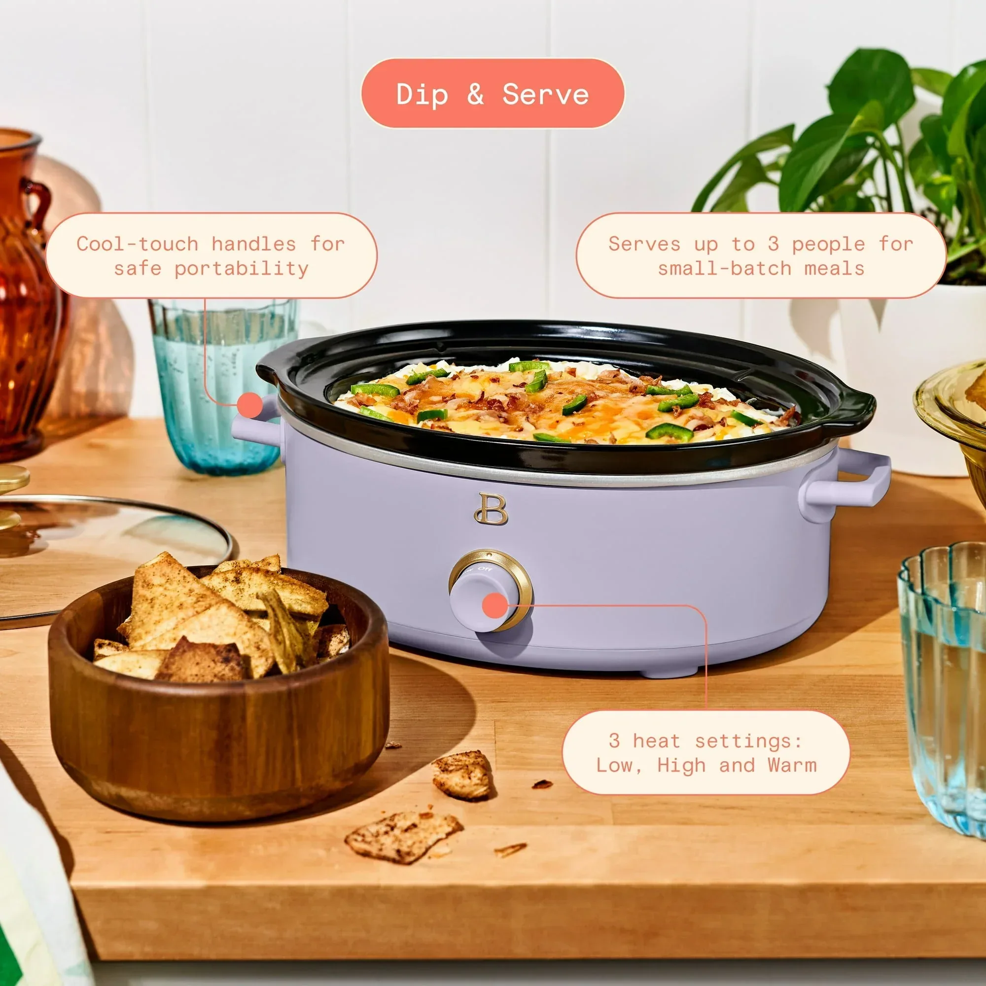 Beautiful 2.5 Qt Dip and Serve Manual Slow Cooker, by Drew Barrymore - Image 9