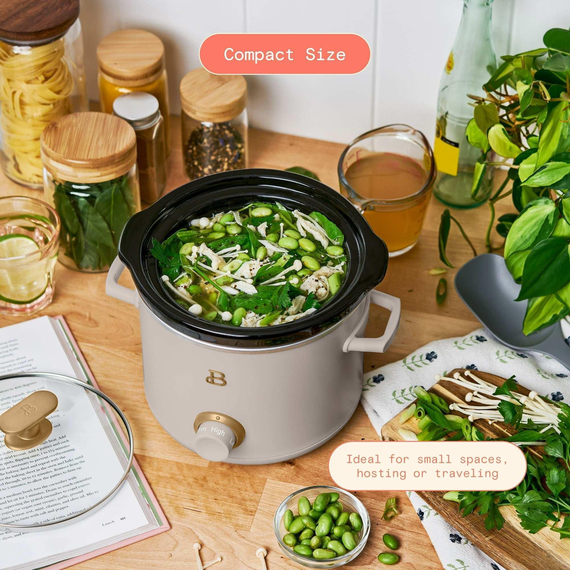 Beautiful 2 Qt Manual Slow Cooker, 2-Pack, Thyme Green + Porcini Taupe by Drew Barrymore - Image 3