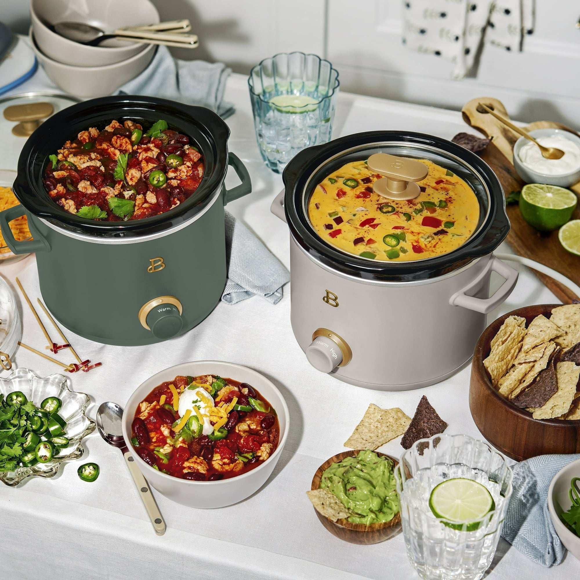 Beautiful 2 Qt Manual Slow Cooker, 2-Pack, Thyme Green + Porcini Taupe by Drew Barrymore - Image 6