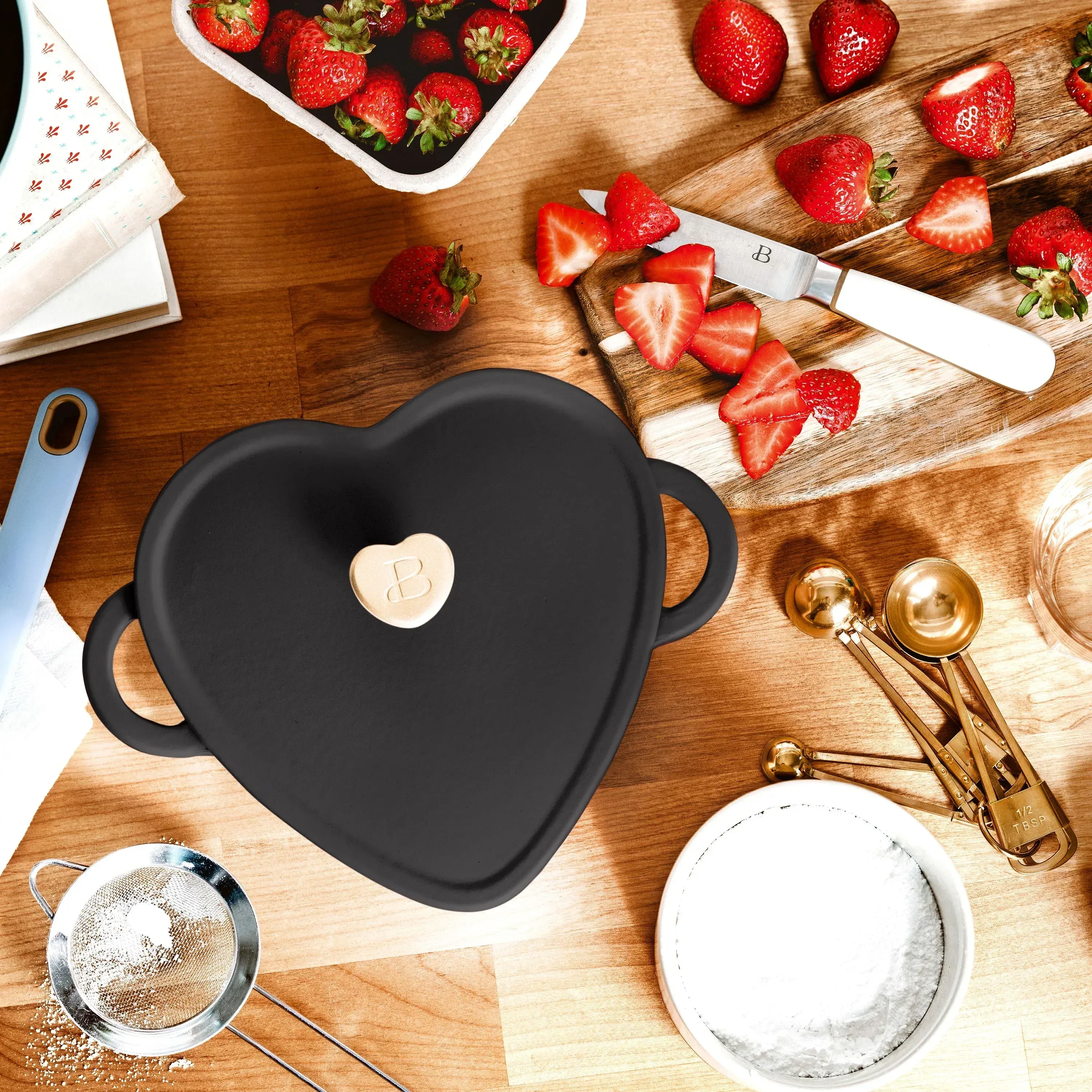 Beautiful 2QT Cast Iron Heart Dutch Oven, Black Sesame by Drew Barrymore - Image 3