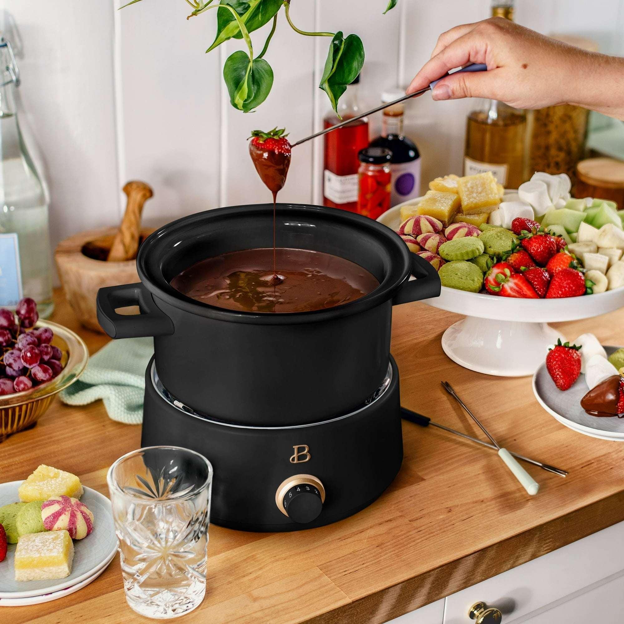 Beautiful 3 Qt Electric Fondue Set with Bonus 2 qt Ceramic Pot, Black Sesame by Drew Barrymore - Image 5