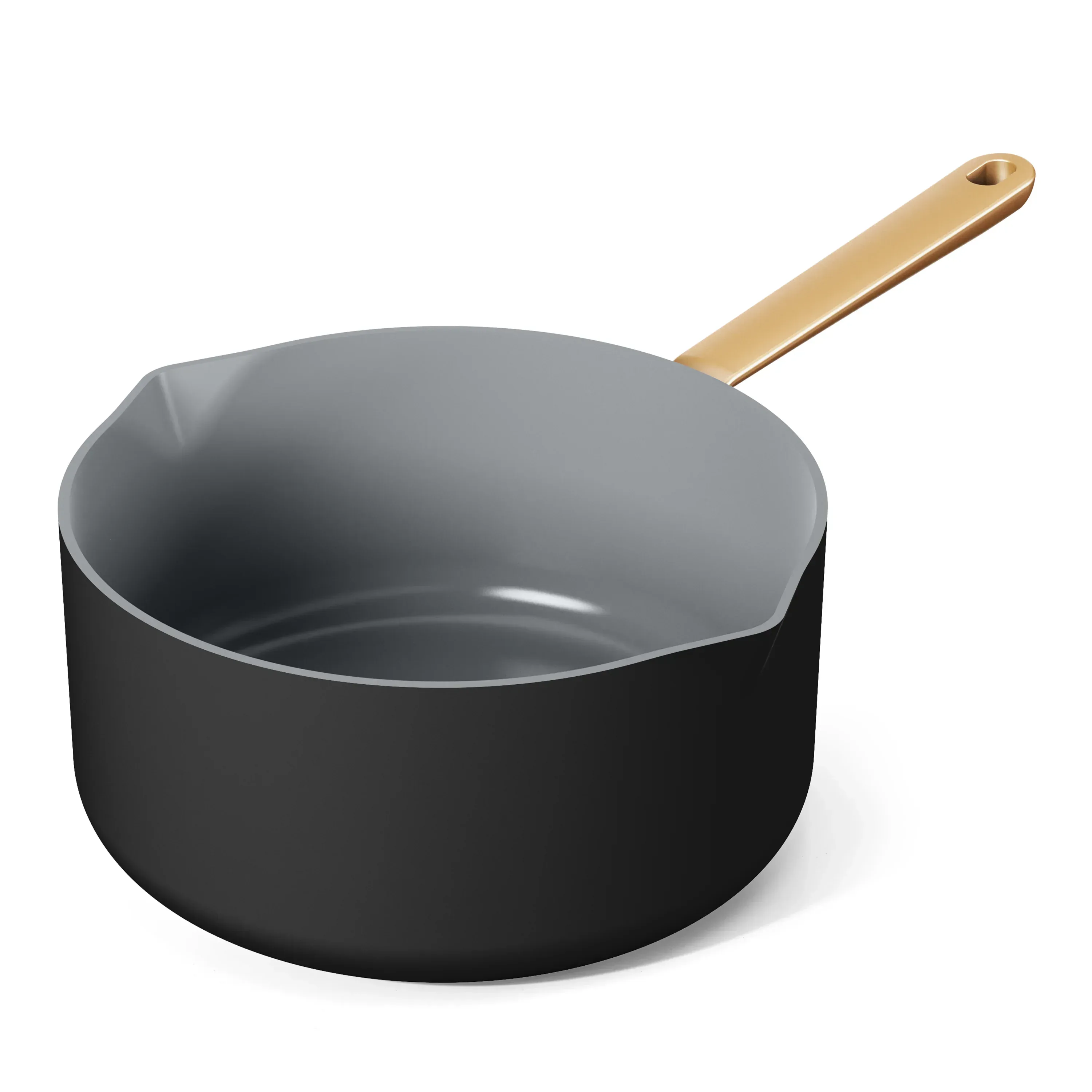 Beautiful 3 Quart Ceramic Non-Stick Covered Sauce Pan with Strainer Lid, Black Sesame by Drew Barrymore - Image 5