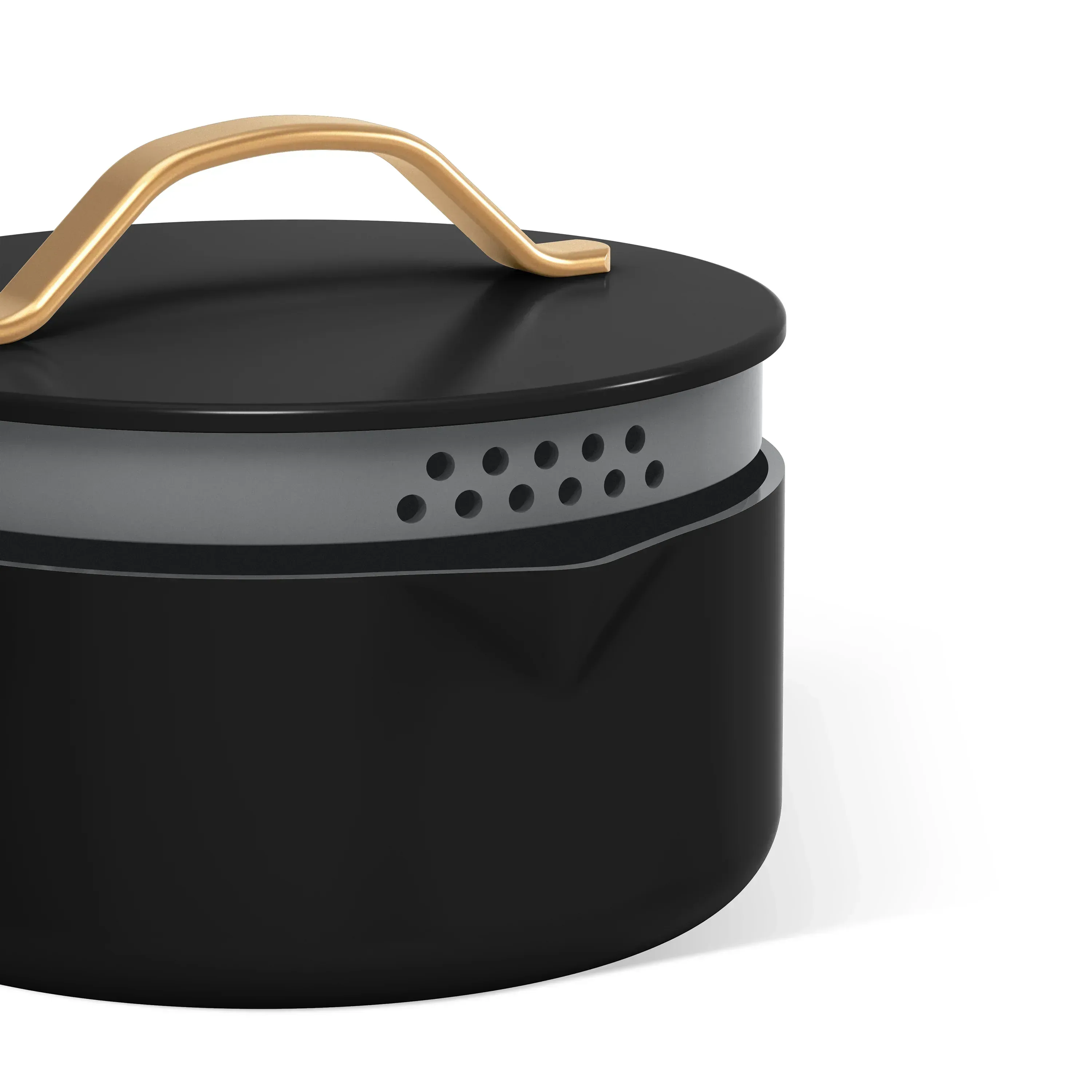 Beautiful 3 Quart Ceramic Non-Stick Covered Sauce Pan with Strainer Lid, Black Sesame by Drew Barrymore - Image 6