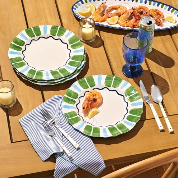 Beautiful 4-Piece 11-Inch Bamboo Melamine Dinner Plate Set, Multi-Color by Drew Barrymore - Image 4