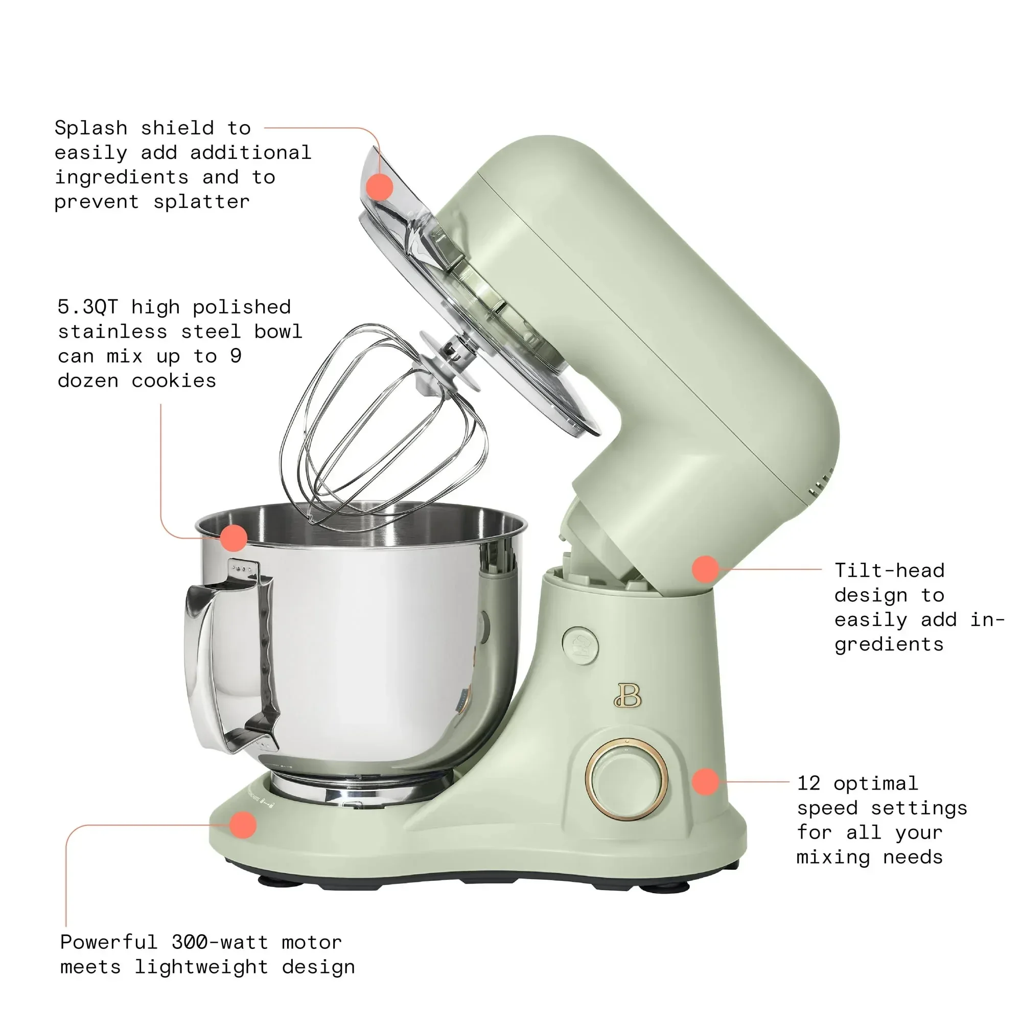 Beautiful 5.3 Qt Stand Mixer, Black Sesame with Flat Beater, Dough Hook, Balloon Whisk - Image 39